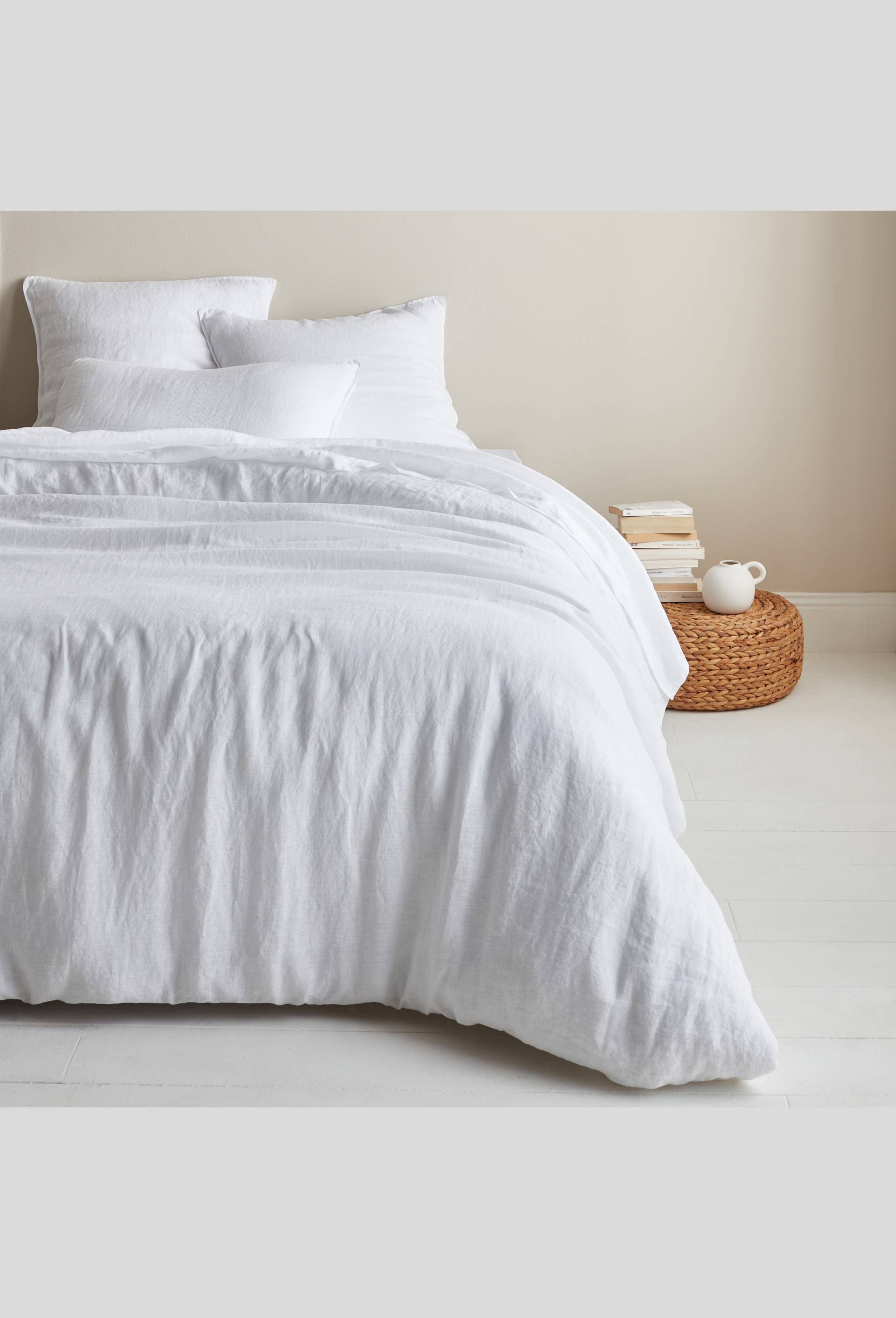 Housse de couette 2 personnes, 260 x 240 cm, lin, 145 de grammage par mètre carré, euroflax, Blanc, large image number 2.0