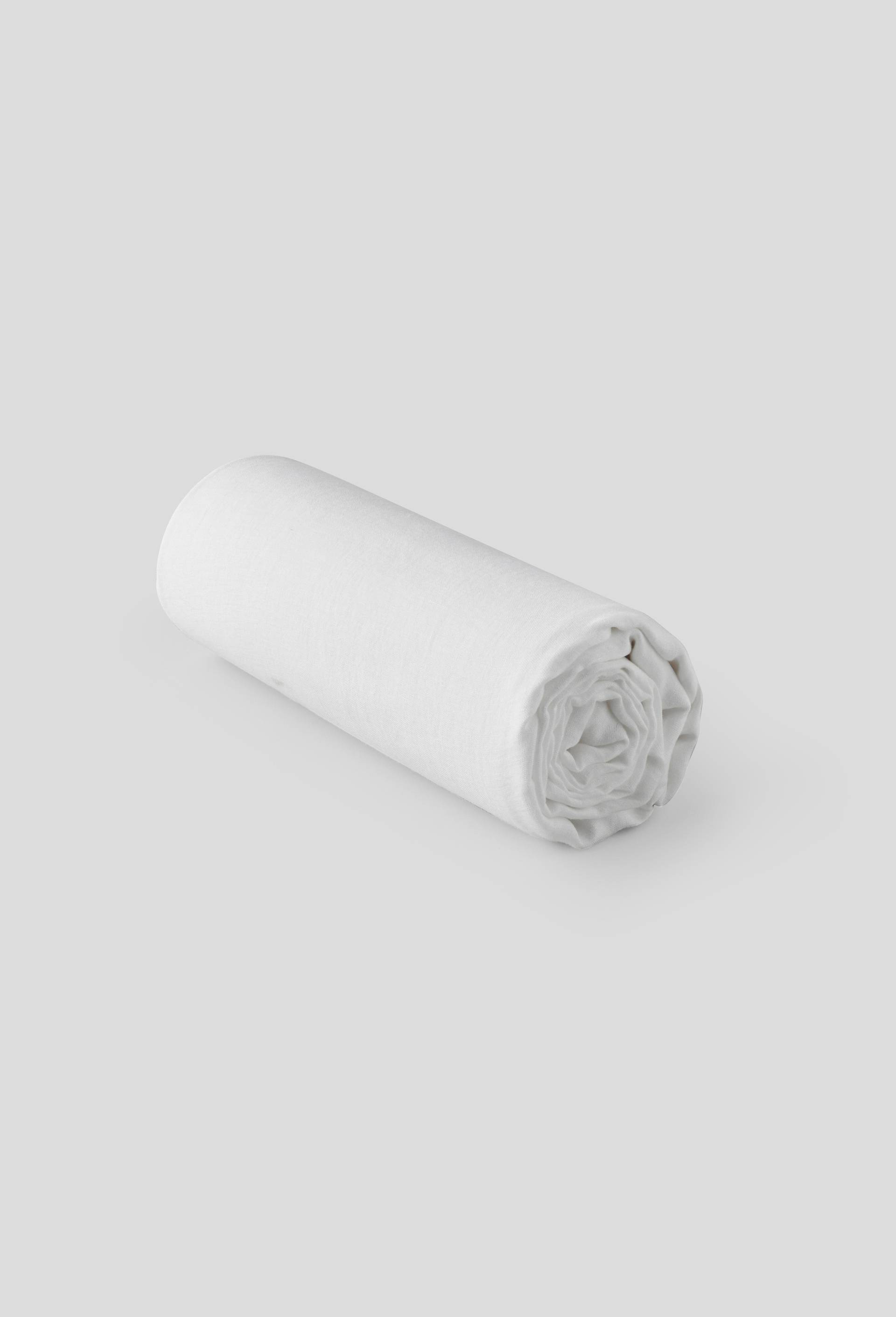 Drap housse 2 personnes,  140x190cm, lin, 145 de grammage par mètre carré, euroflax, Blanc, large image number 1