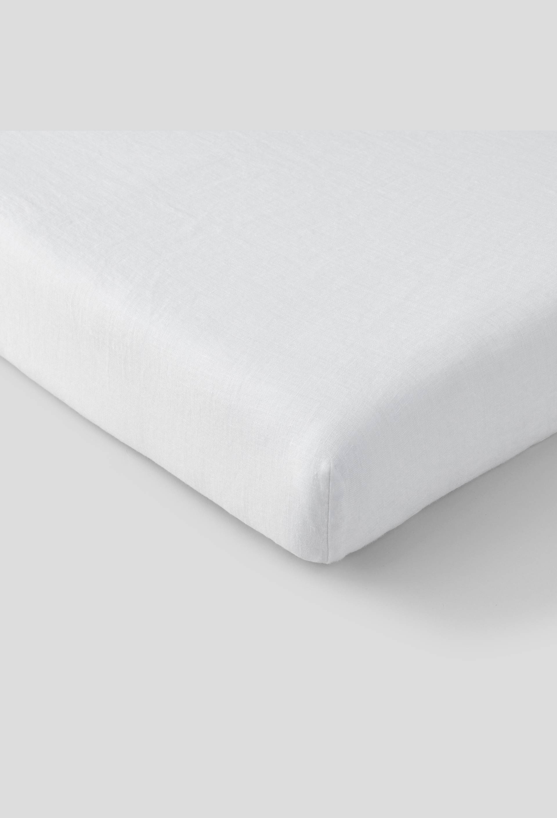 Drap housse 2 personnes, 160 x 200 cm, lin, 145 de grammage par mètre carrée, euroflax, Blanc, large image number 0