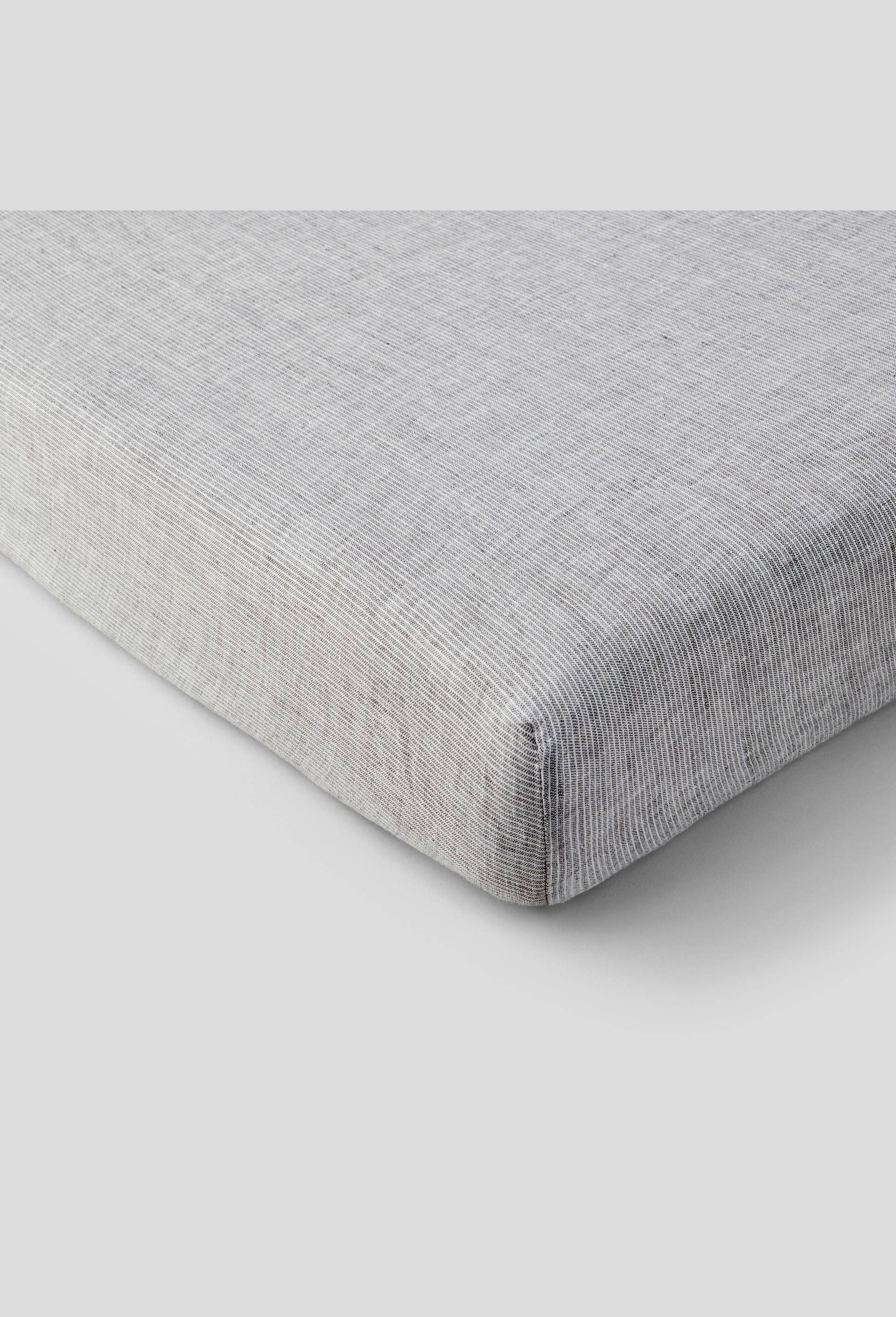 Drap housse 2 personnes, 160 x 200 cm, lin, 145 de grammage par mètre carrée, euroflax, Gris, large image number 0.0