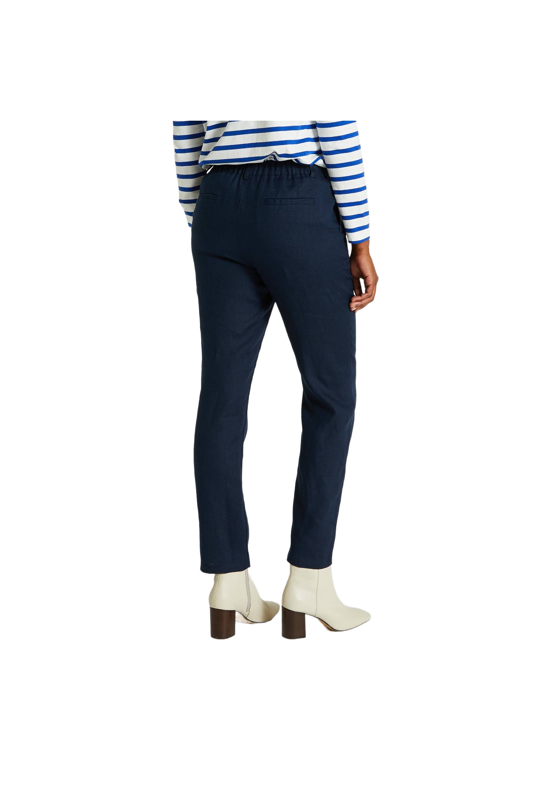 Pantalon carotte en lin, cértifié European flax, Bleu foncé, large image number 4