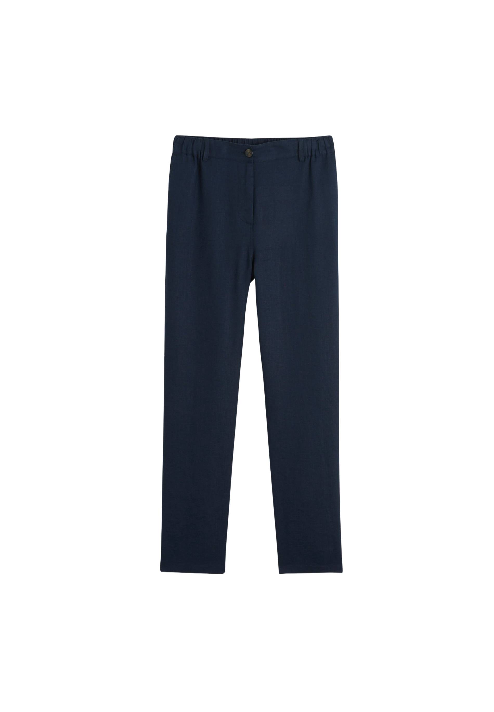 Pantalon carotte en lin, cértifié European flax, Bleu foncé, large image number 5.0