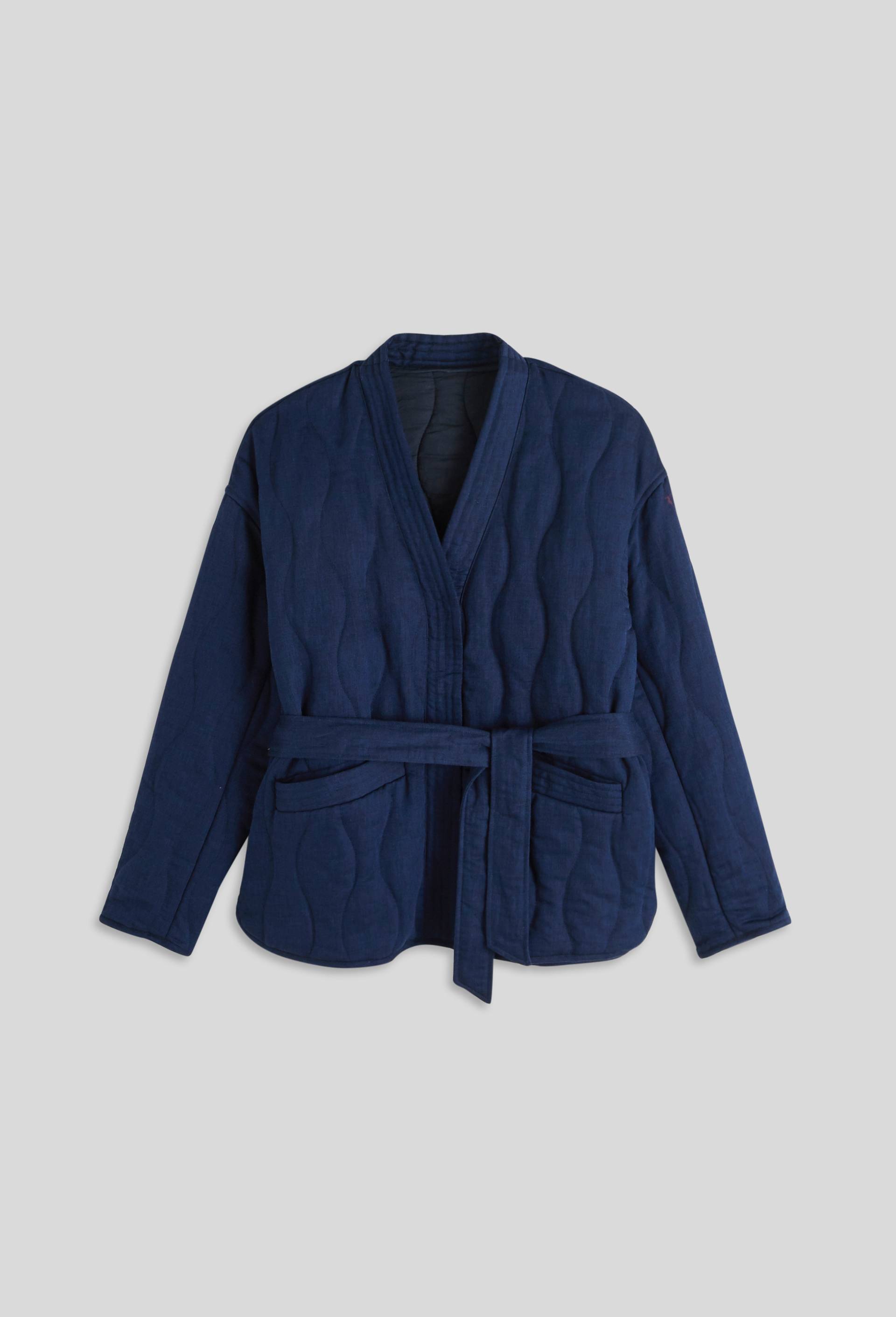 Veste en coton et lin, Bleu foncé, large image number 2.0