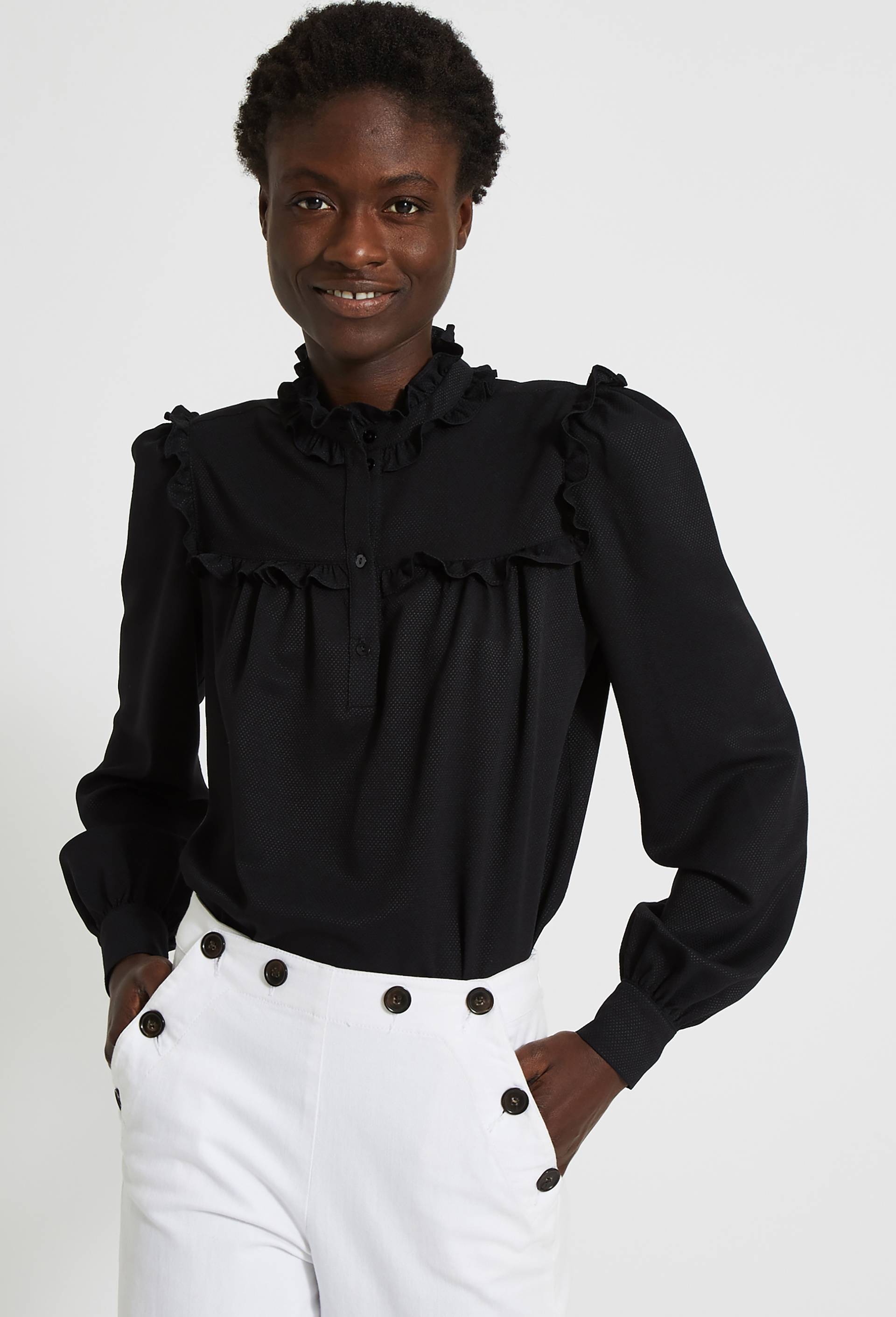 Blouse jacquard, Noir, large image number 0.0