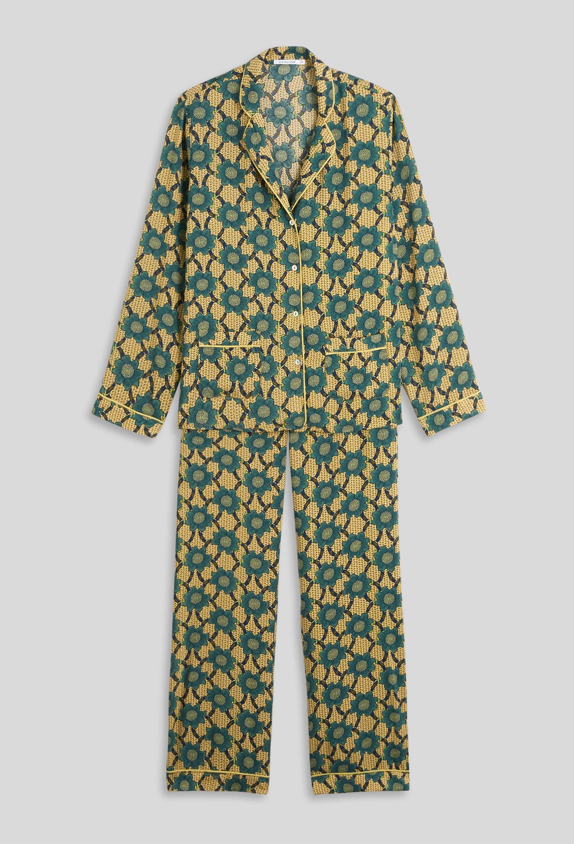 Pyjama col tailleur en viscose ECOVERO, Vert, large image number 2.0