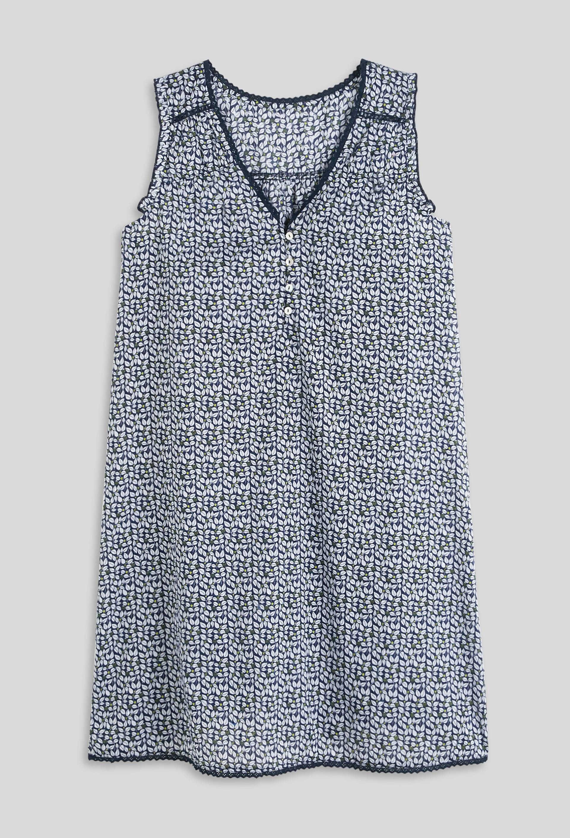 Chemise de nuit en coton plumetis BIO, Bleu foncé, large image number 2.0