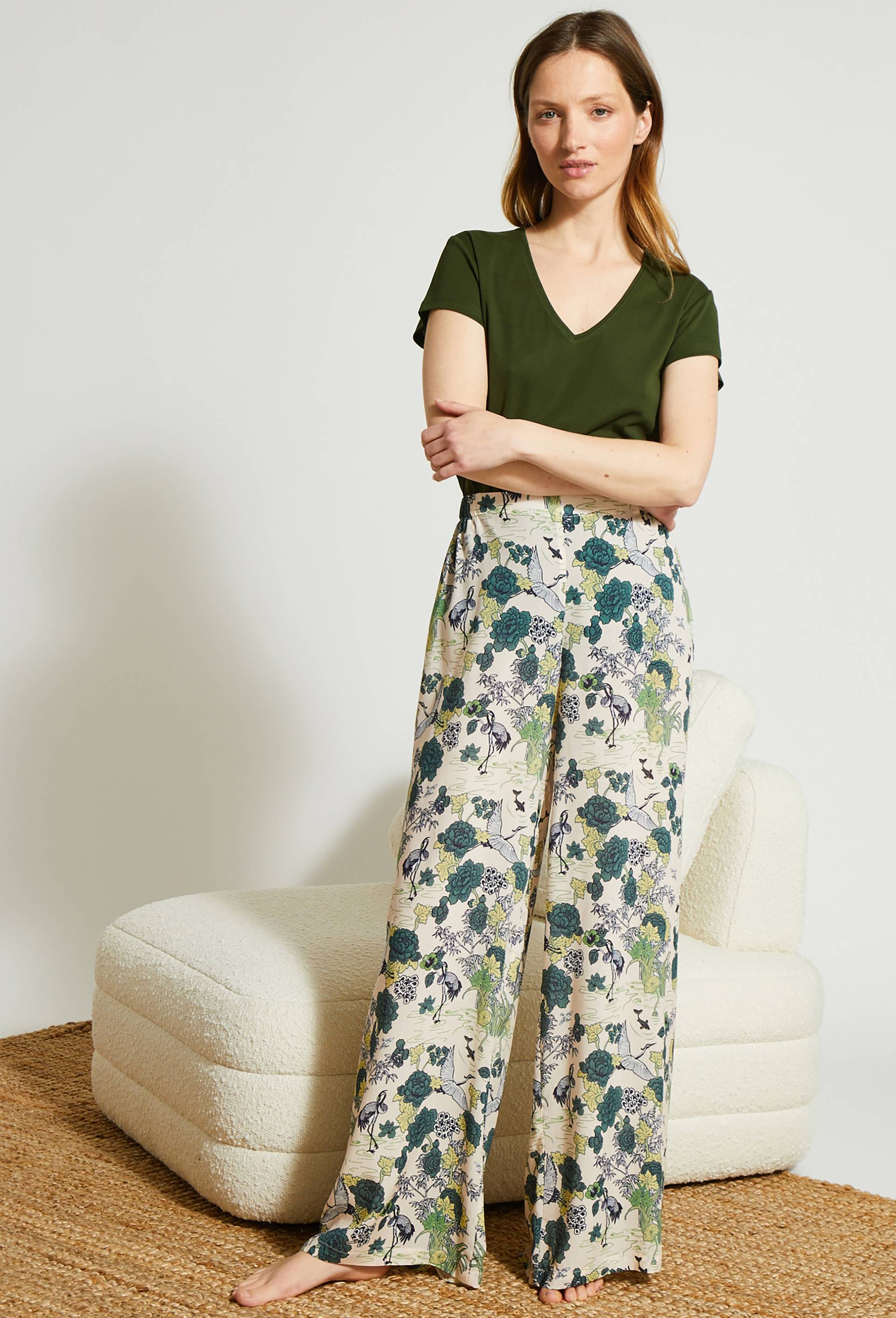 Pantalon large en viscose ECOVERO, Beige clair, large image number 0