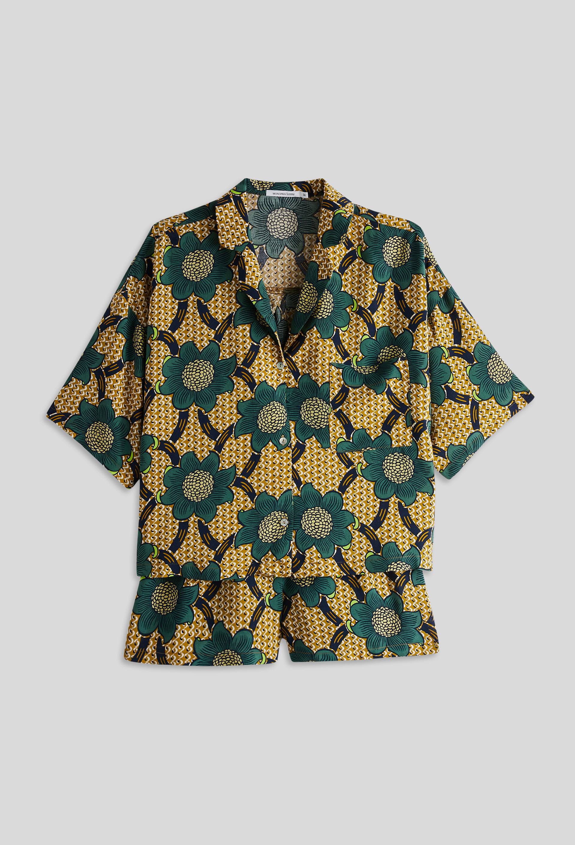 Pyjashort col tailleur en viscose ECOVERO, Vert, large image number 2.0