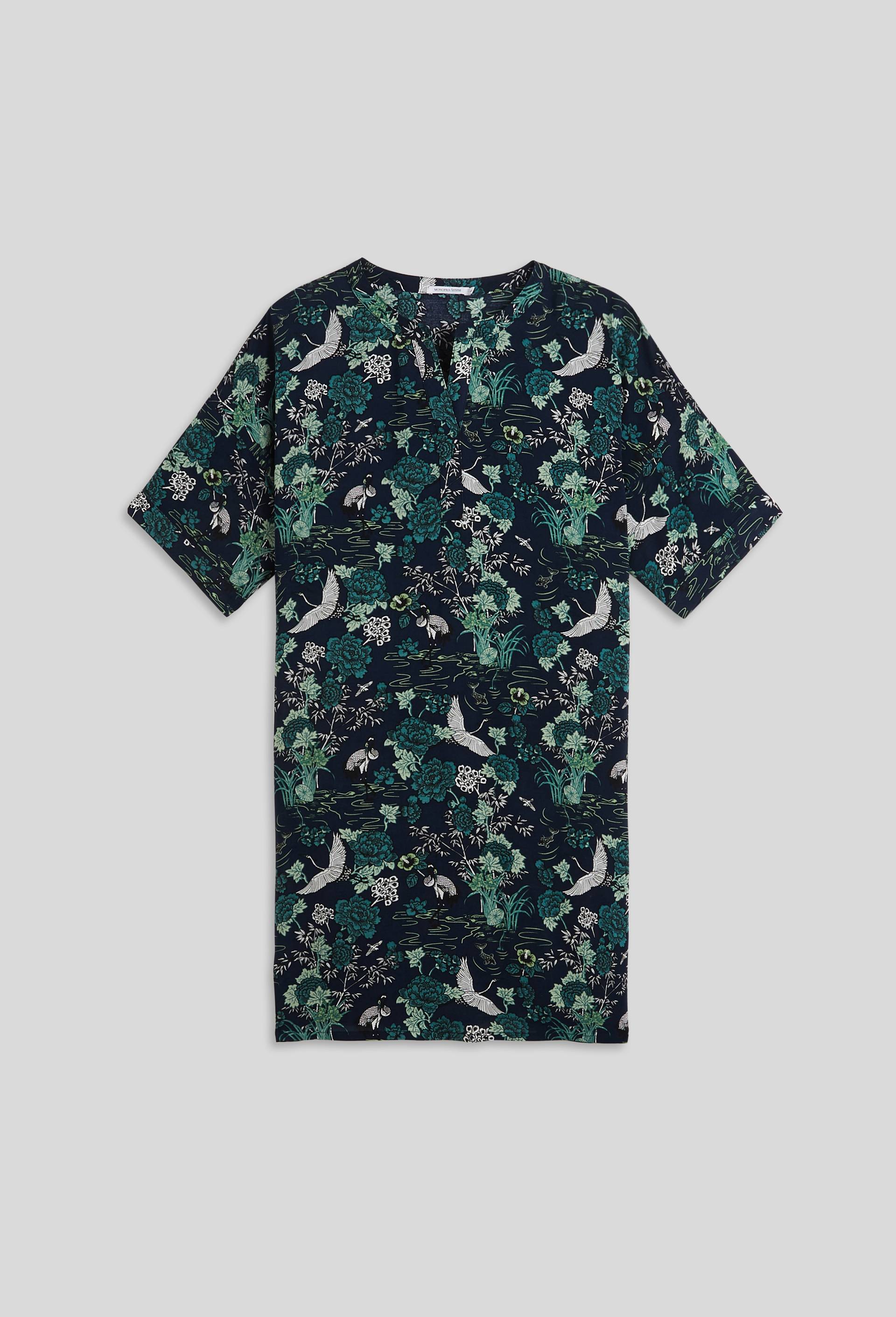Chemise de nuit manches courtes en viscose ECOVERO, Bleu foncé, large image number 2.0
