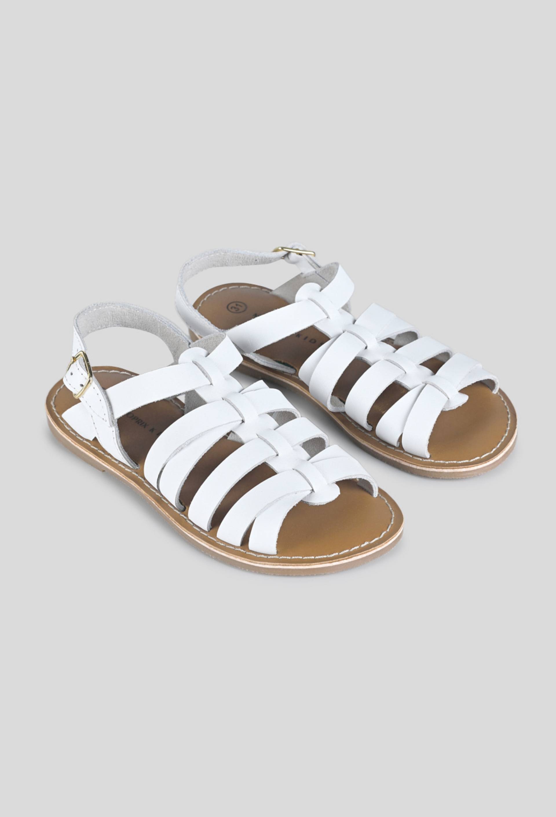 Sandales spartiates, cuir responsable, Blanc, large image number 1