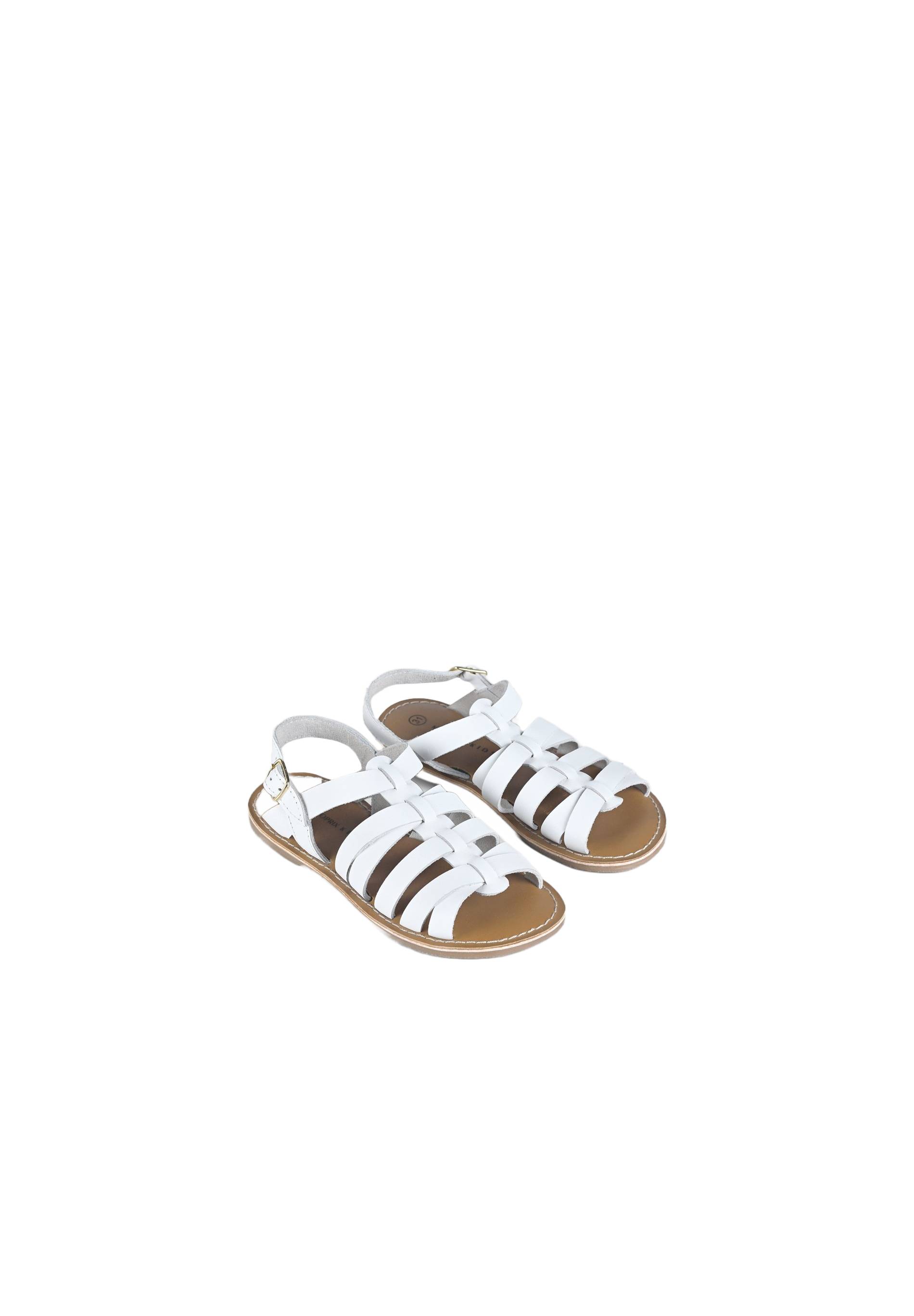 Sandales spartiates, cuir responsable, Blanc, large image number 4.0