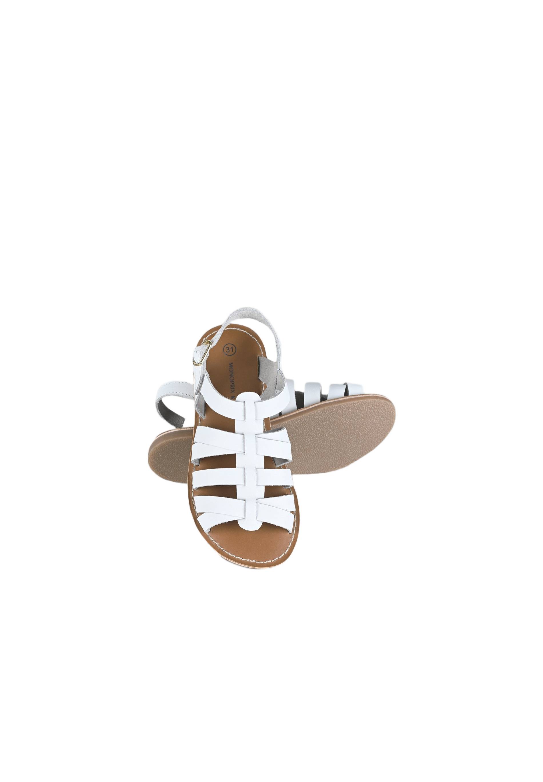 Sandales spartiates, cuir responsable, Blanc, large image number 5