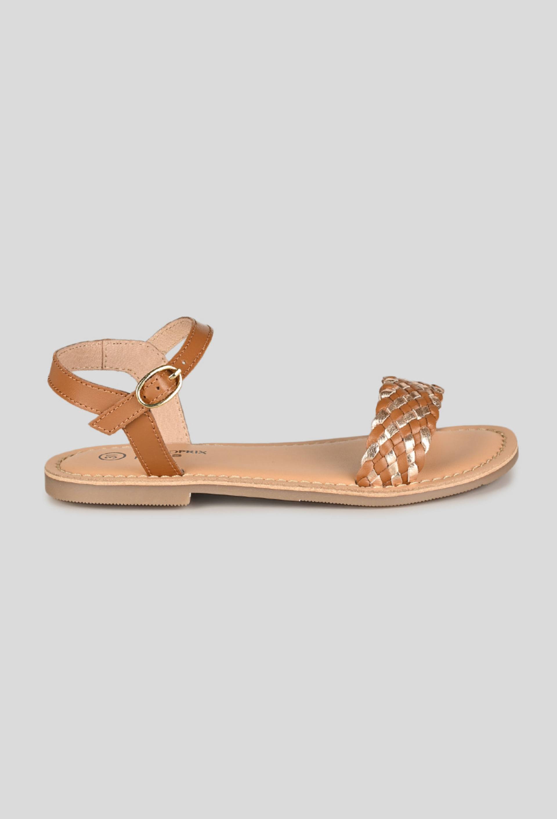 Sandales tressées, cuir responsable, Beige, large image number 0