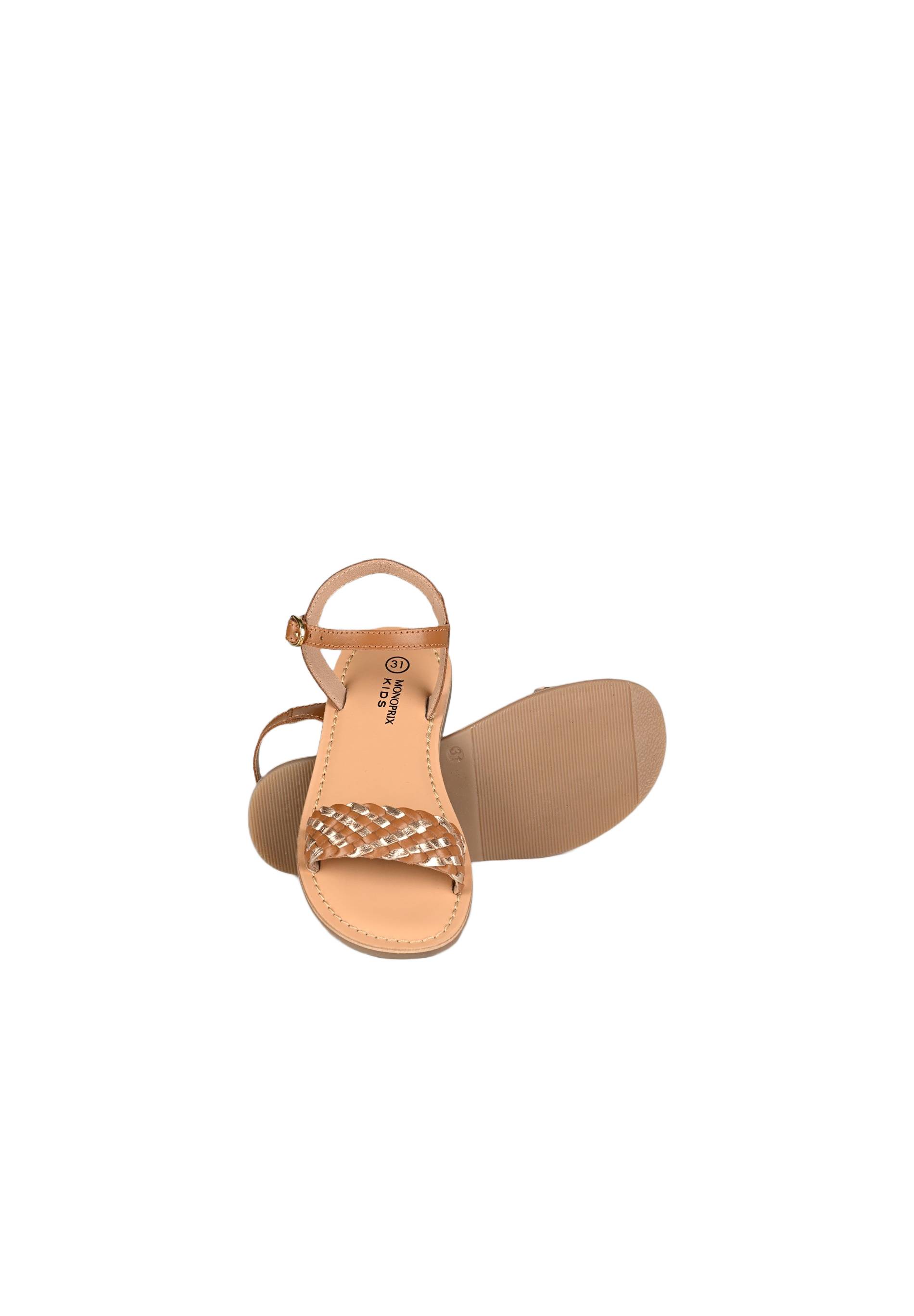 Sandales tressées, cuir responsable, Beige, large image number 5.0