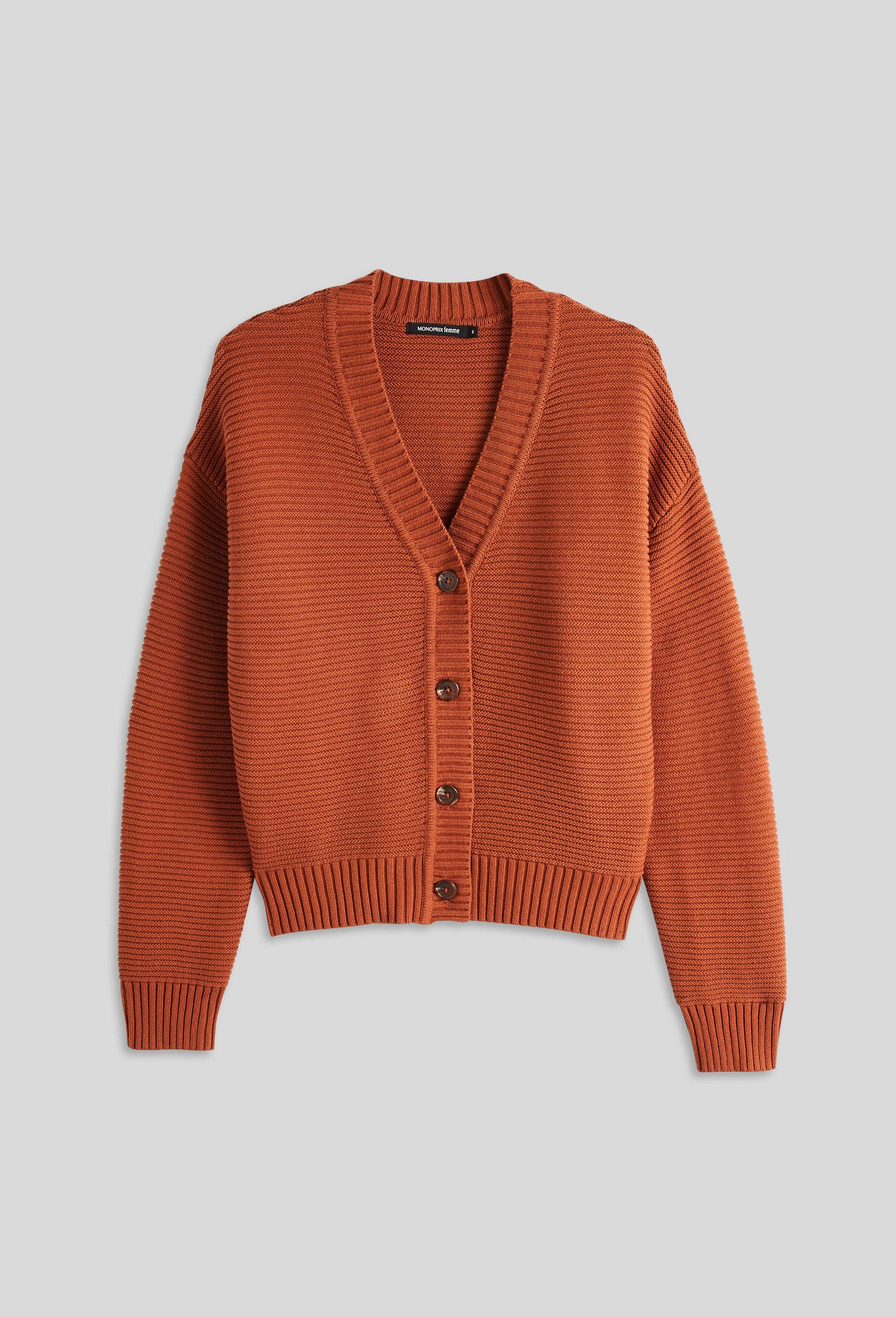 Gilet col V, Brun clair, large image number 2