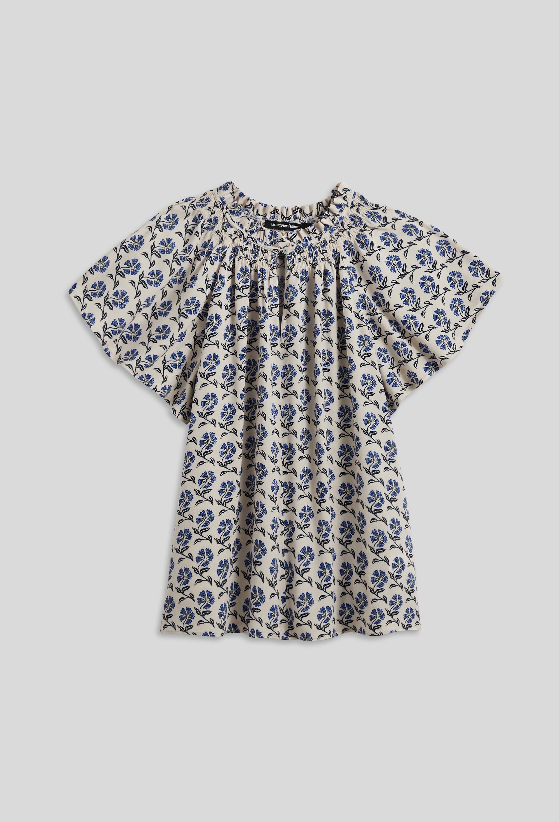 Top imprimé col V, Beige clair, large image number 2.0
