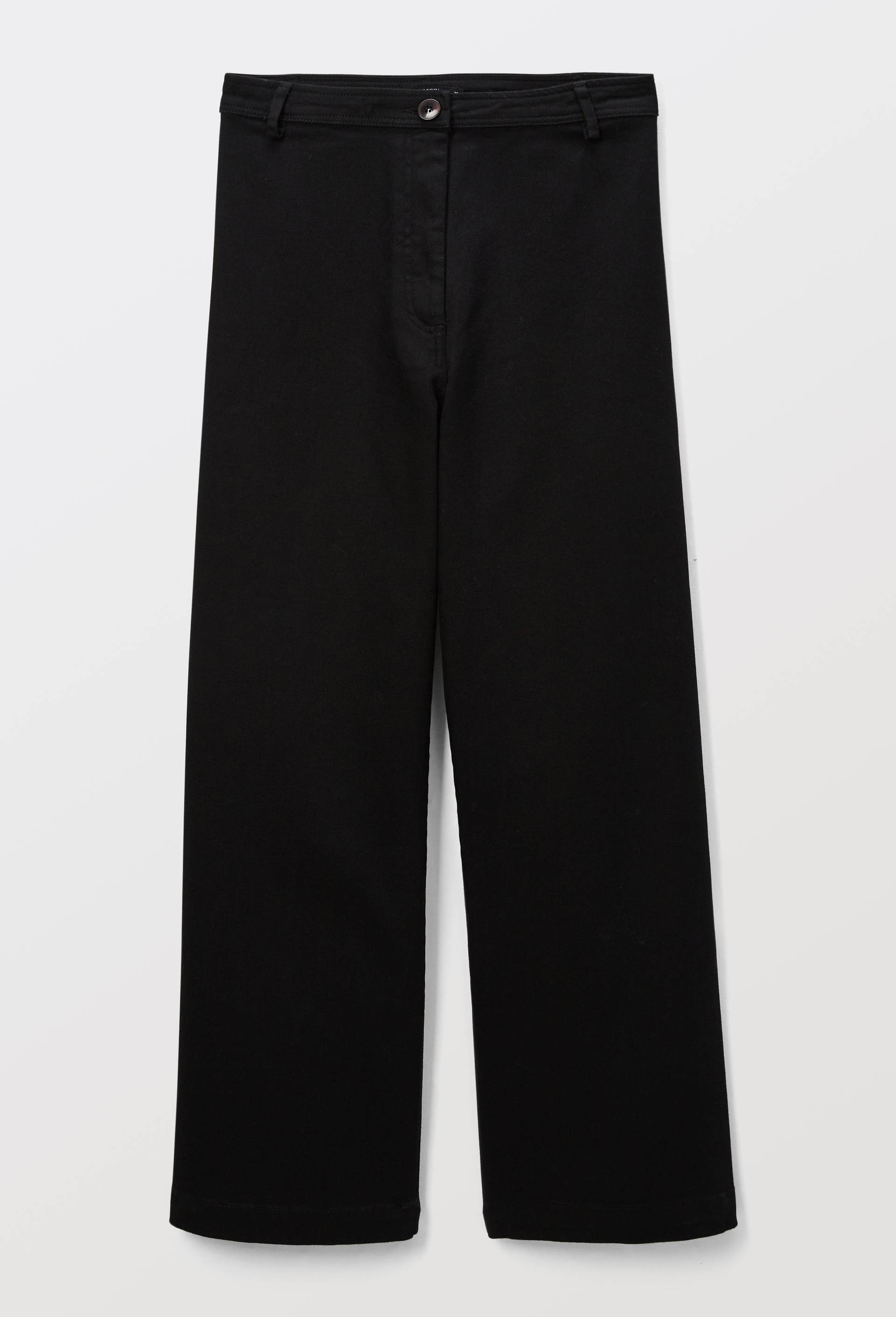Pantalon large taille haute contenant du coton, Noir, large image number 2.0