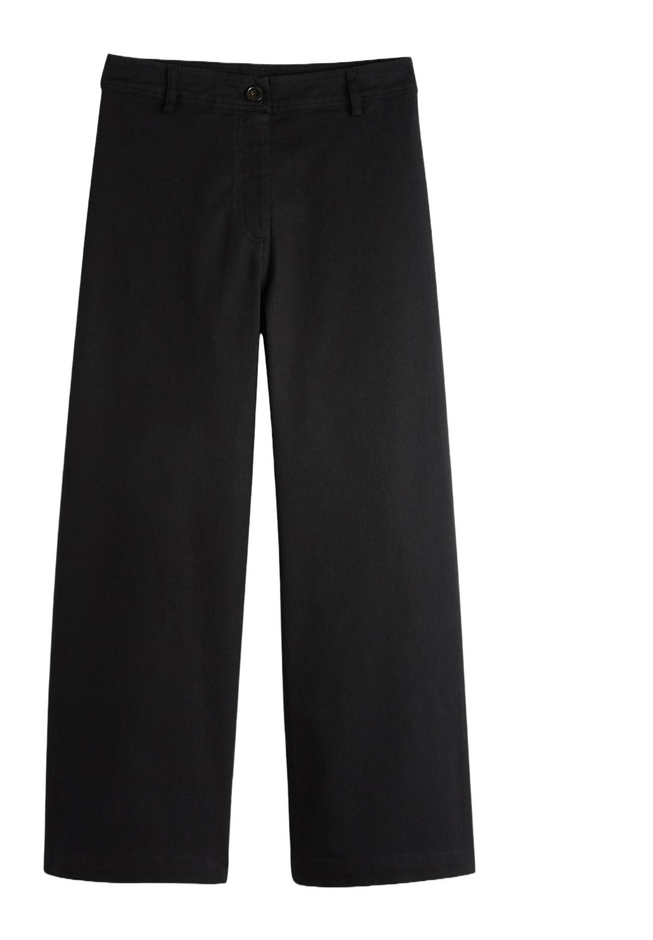 Pantalon large taille haute contenant du coton, Noir, large image number 5