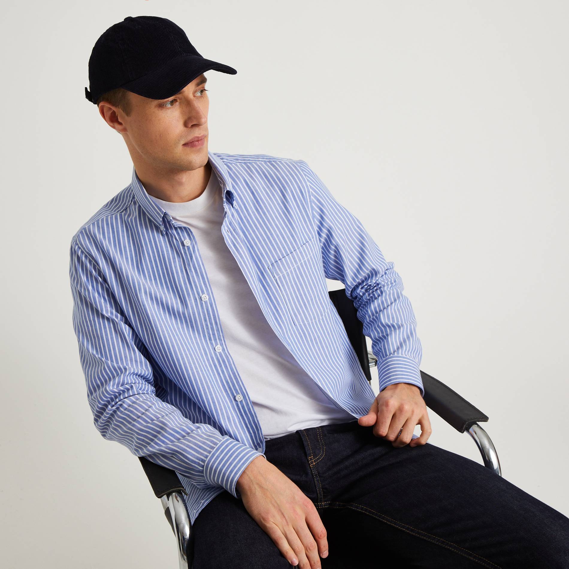 Chemise rayée, Bleu foncé, large image number 0