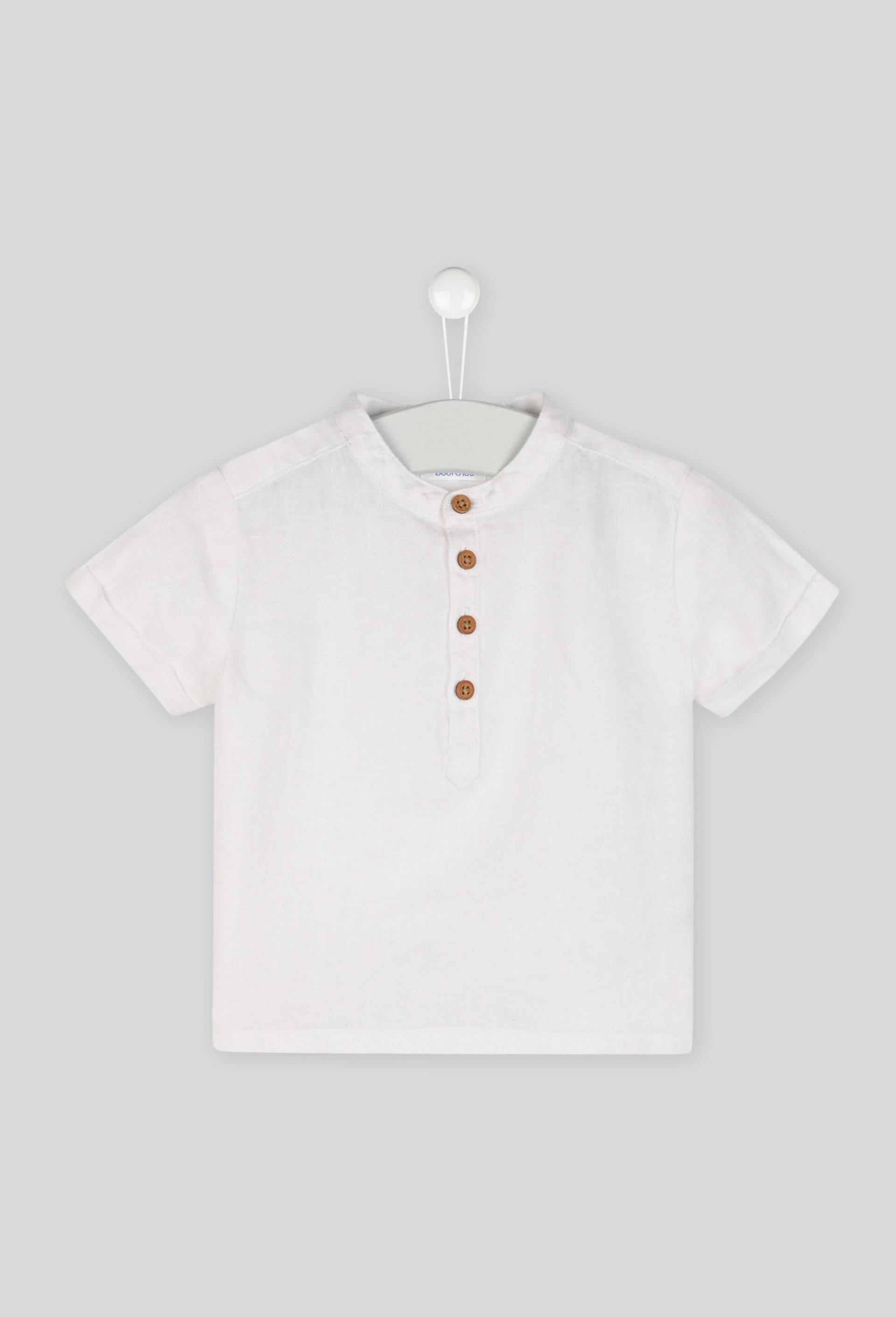 Chemise manches courte unie en lin European Flax, Oeko-Tex, Blanc, large image number 0