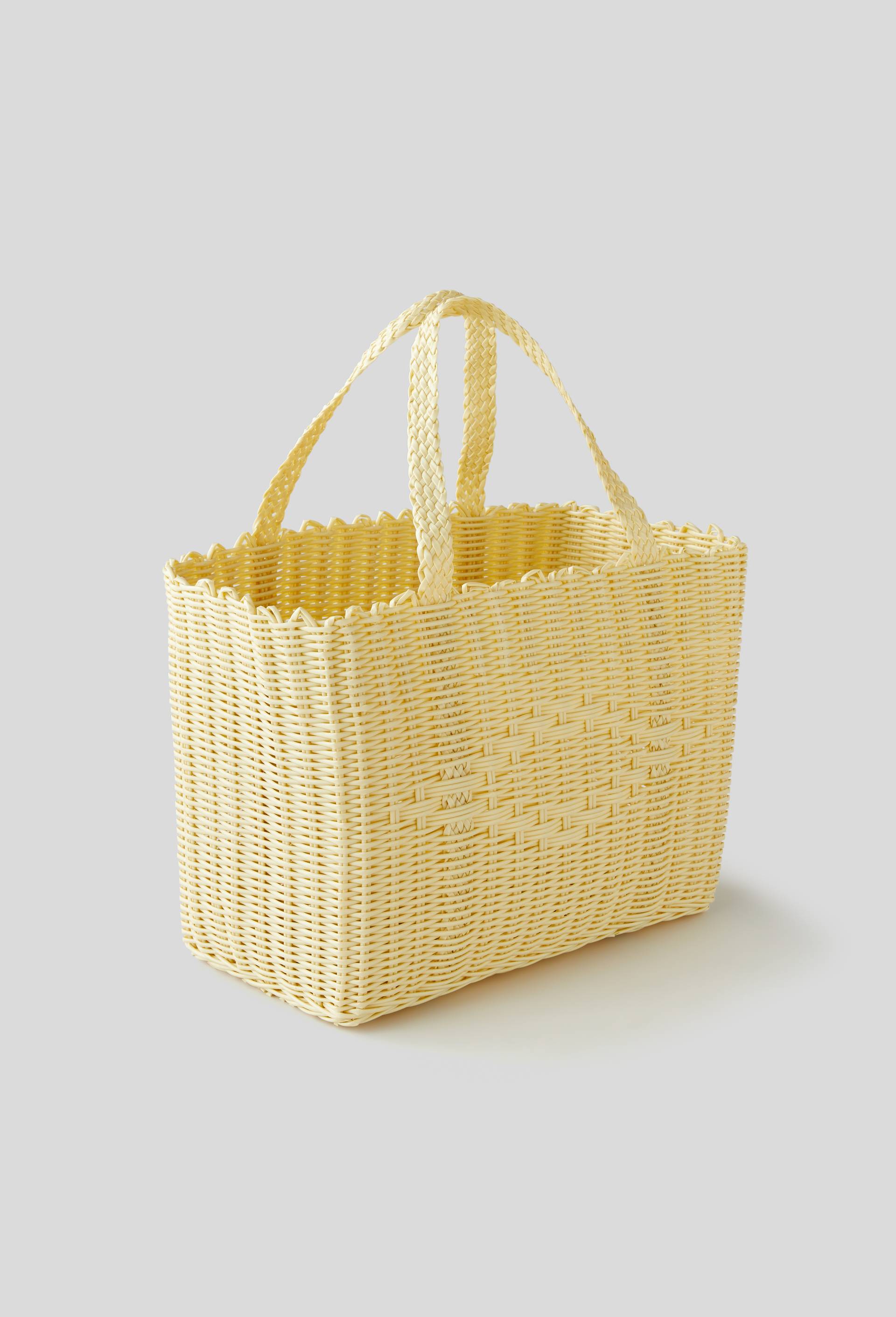 Panier tressé en plastique, 31 x 40 x 20 cm, Jaune clair, large image number 0