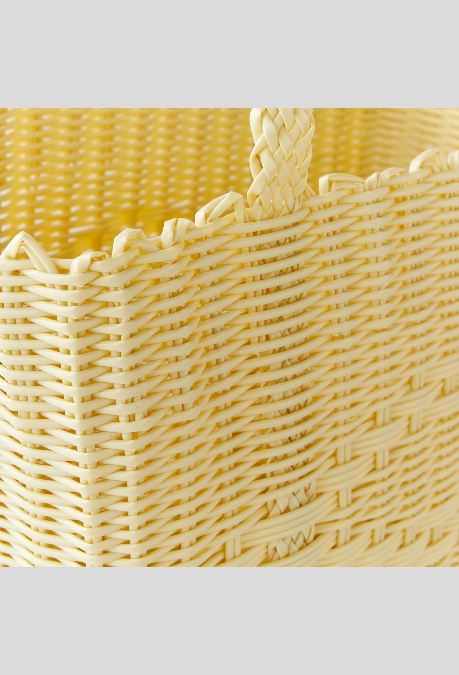 Panier tressé en plastique, 31 x 40 x 20 cm, Jaune clair, large image number 1