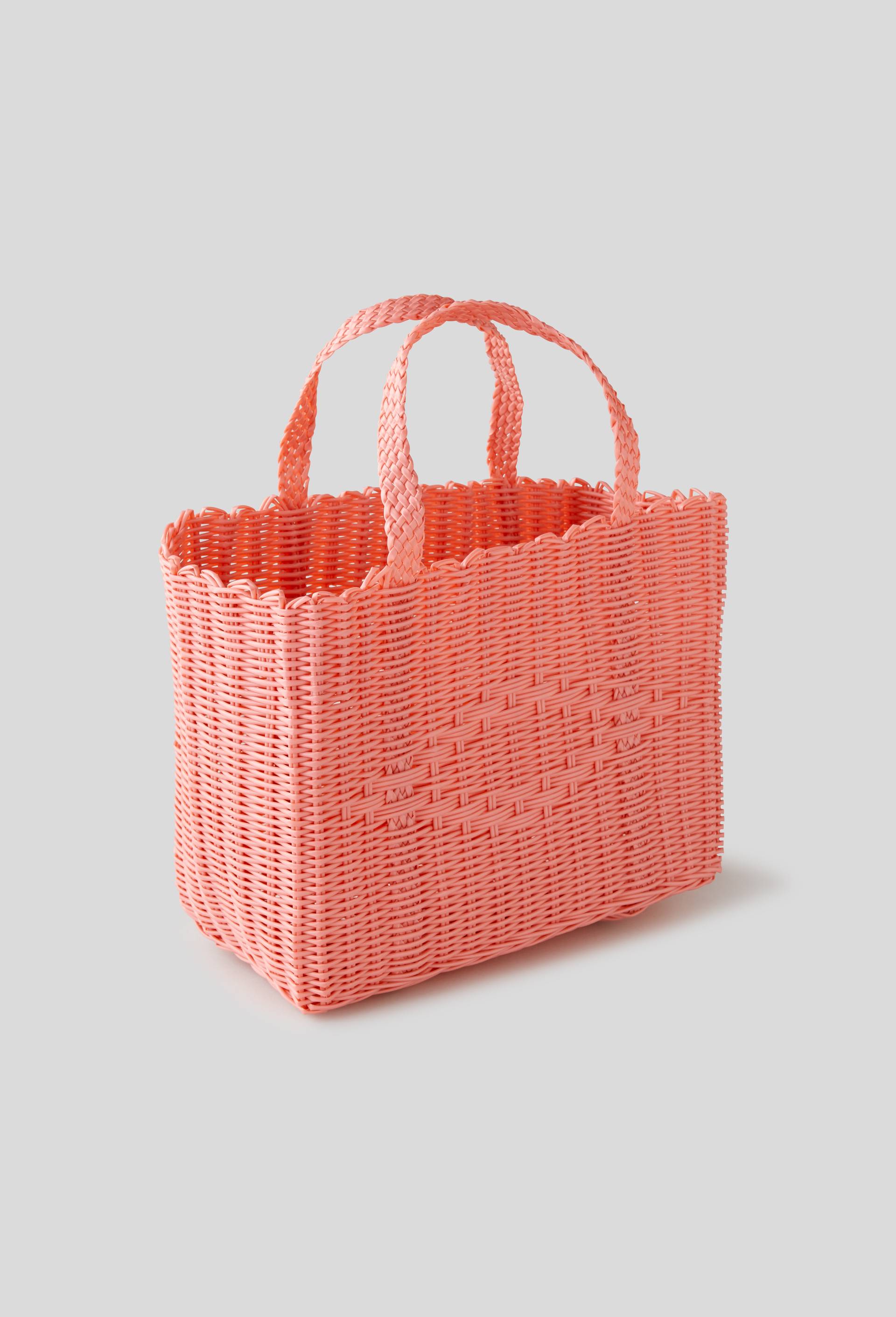 Panier tressé en plastique, 31 x 40 x 20 cm, Orange clair, large image number 0