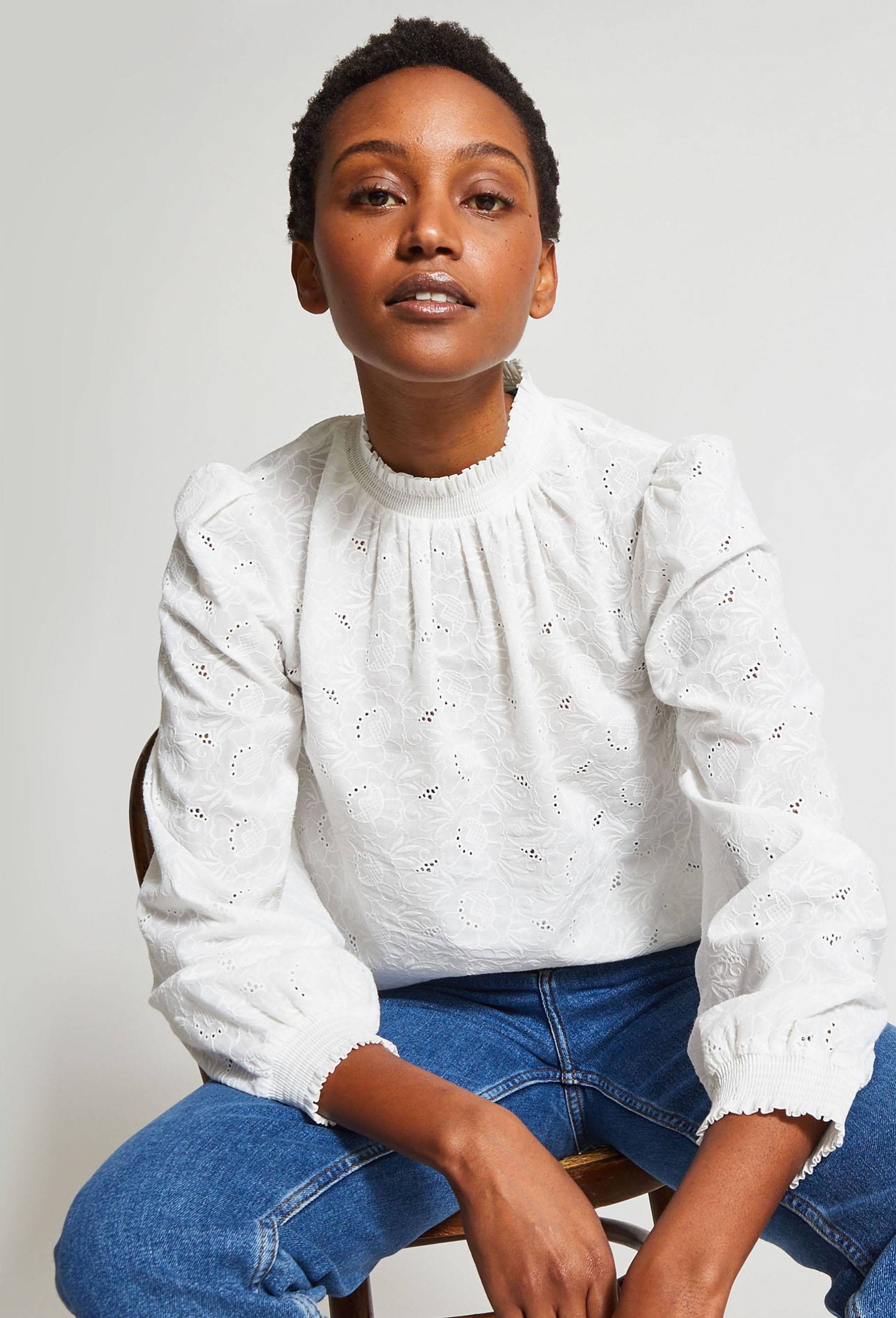 Blouse en coton brodé, Blanc, large image number 0