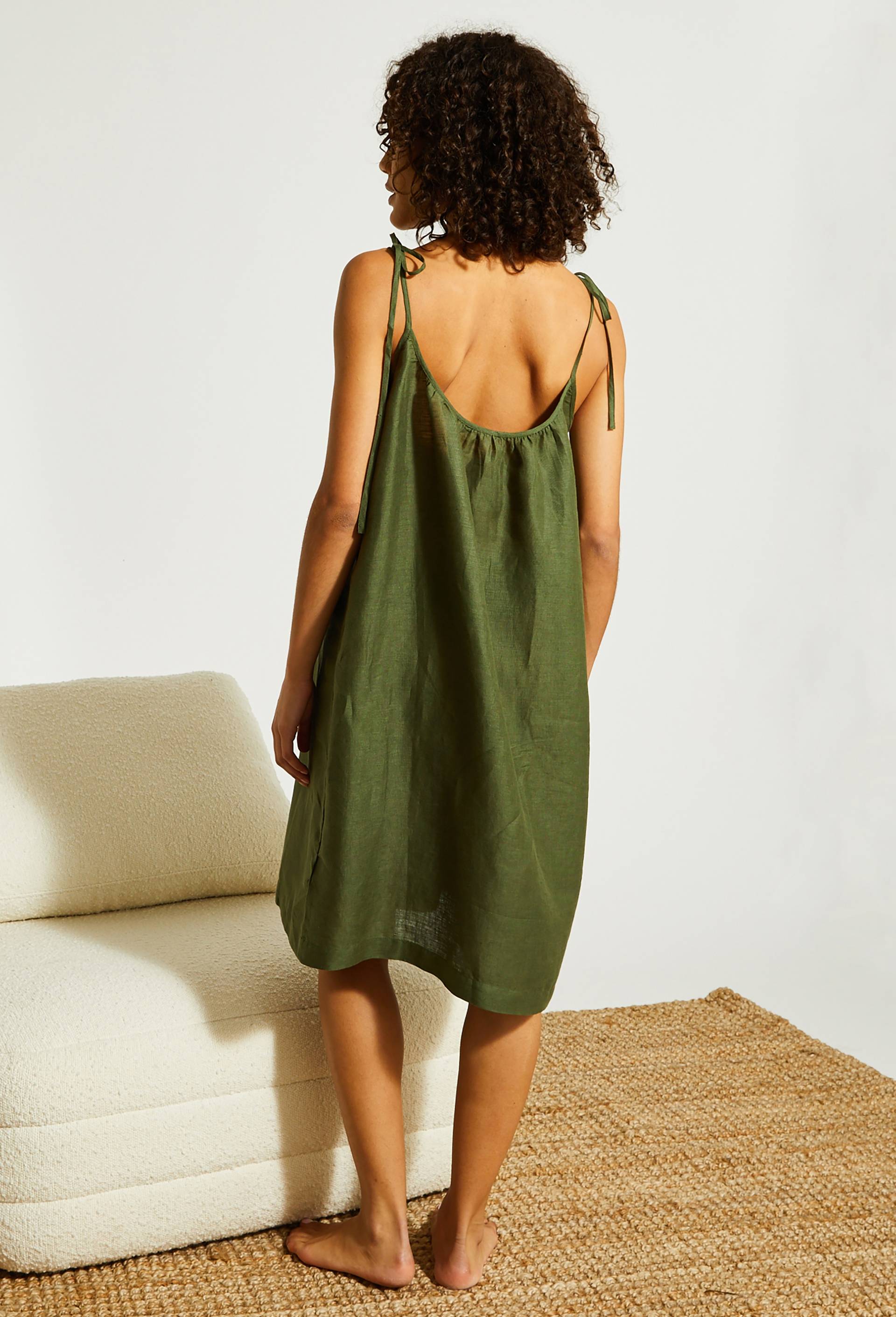 Chemise de nuit en lin, Vert foncé, large image number 1