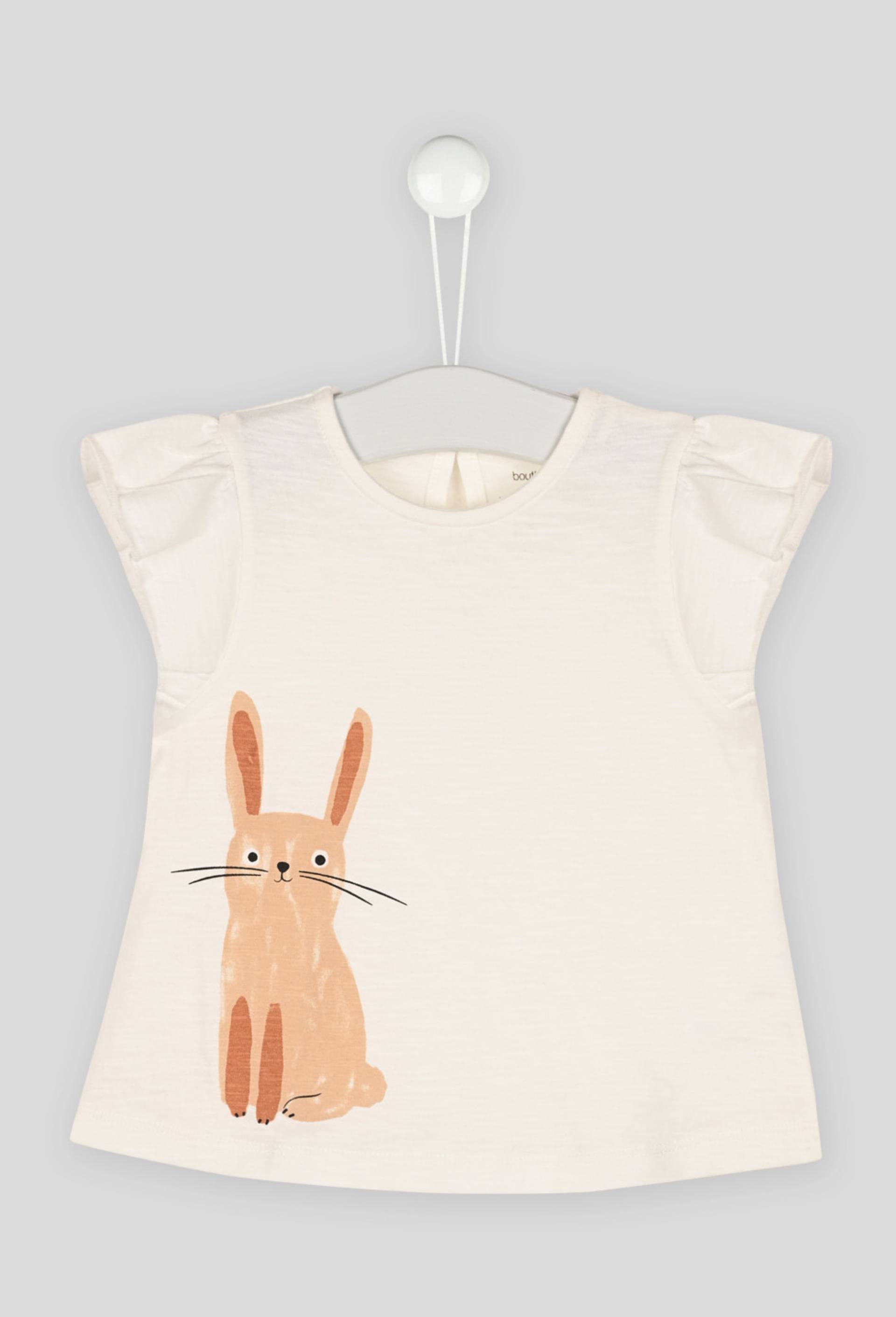 Tee shirt avec imprim&eacute; en coton bio, Ecru, large image number 0