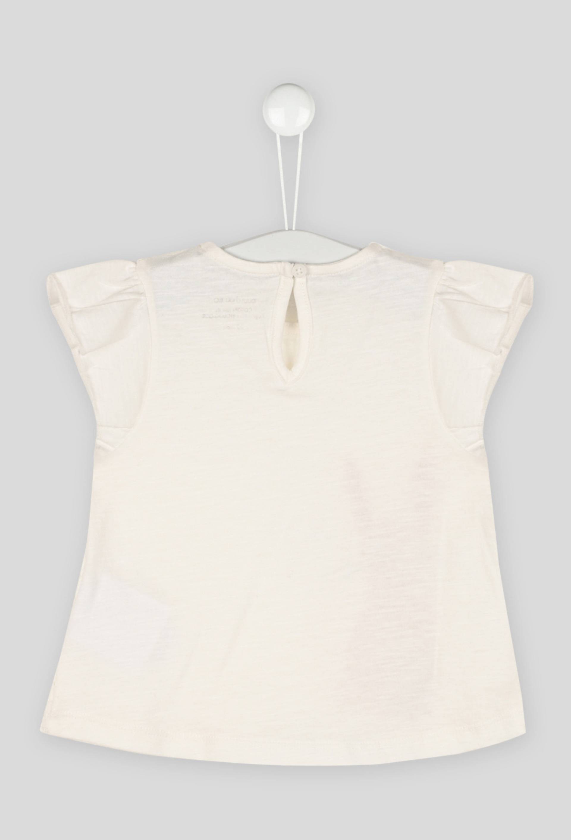 Tee shirt avec imprim&eacute; en coton bio, Ecru, large image number 1
