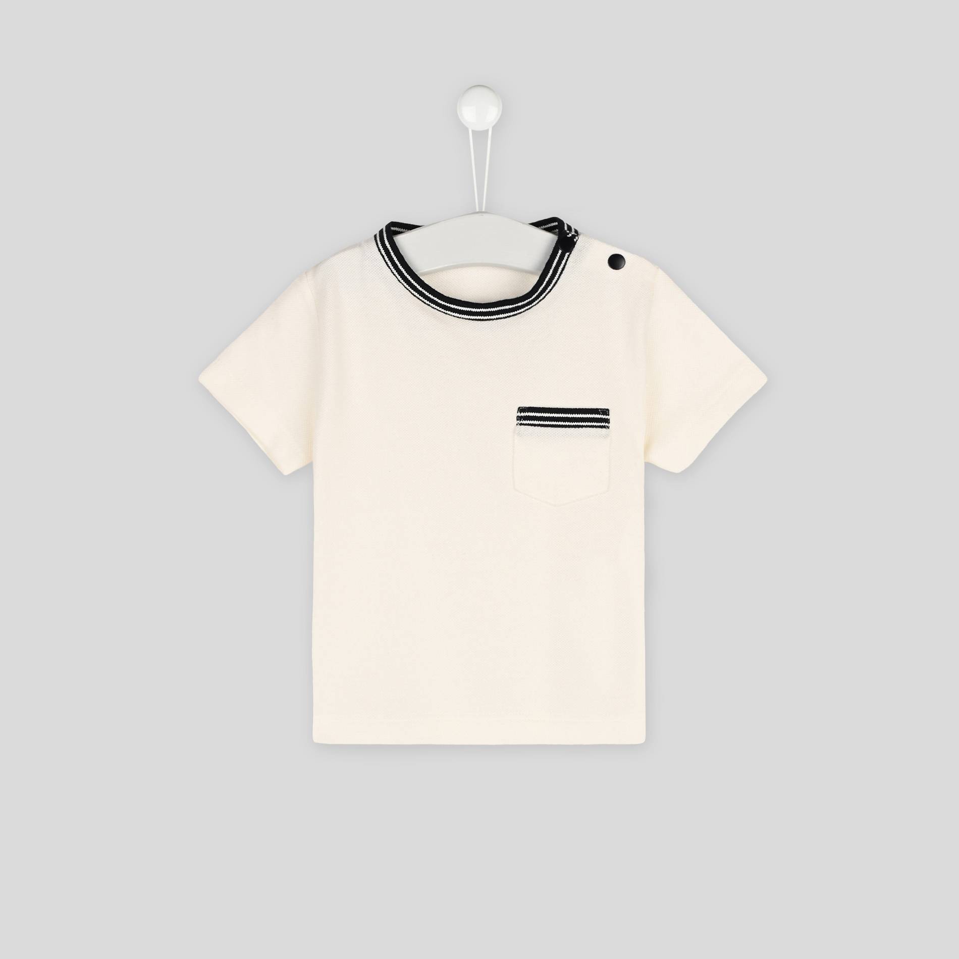 T-shirt manches courtes uni en piqué de coton BIO GOTS, Blanc, large image number 0