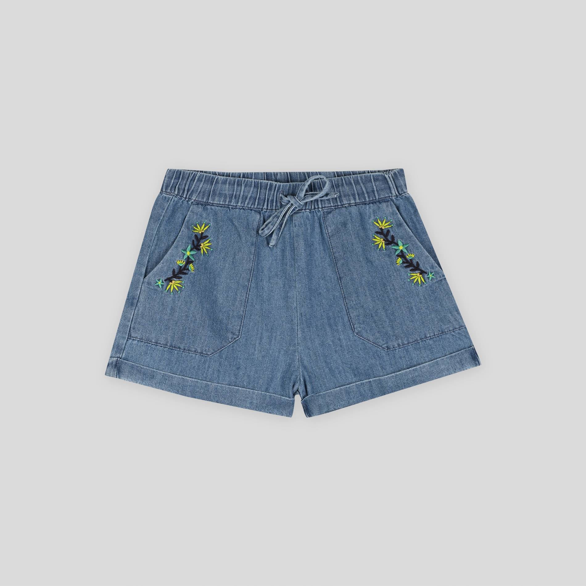 Short brodé, Bleu foncé, large image number 0