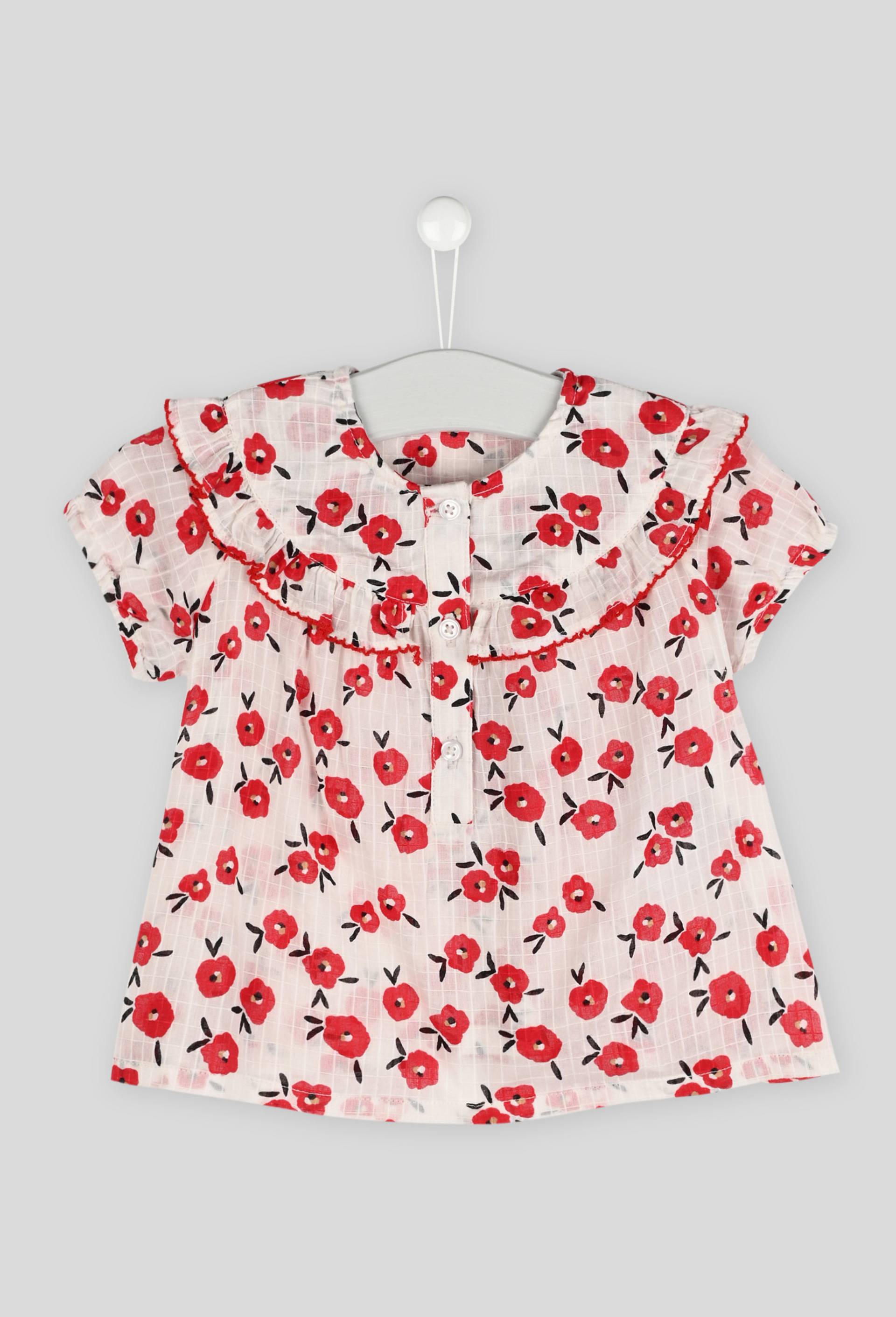 Blouse manches courtes imprimée, Ecru, large image number 0.0