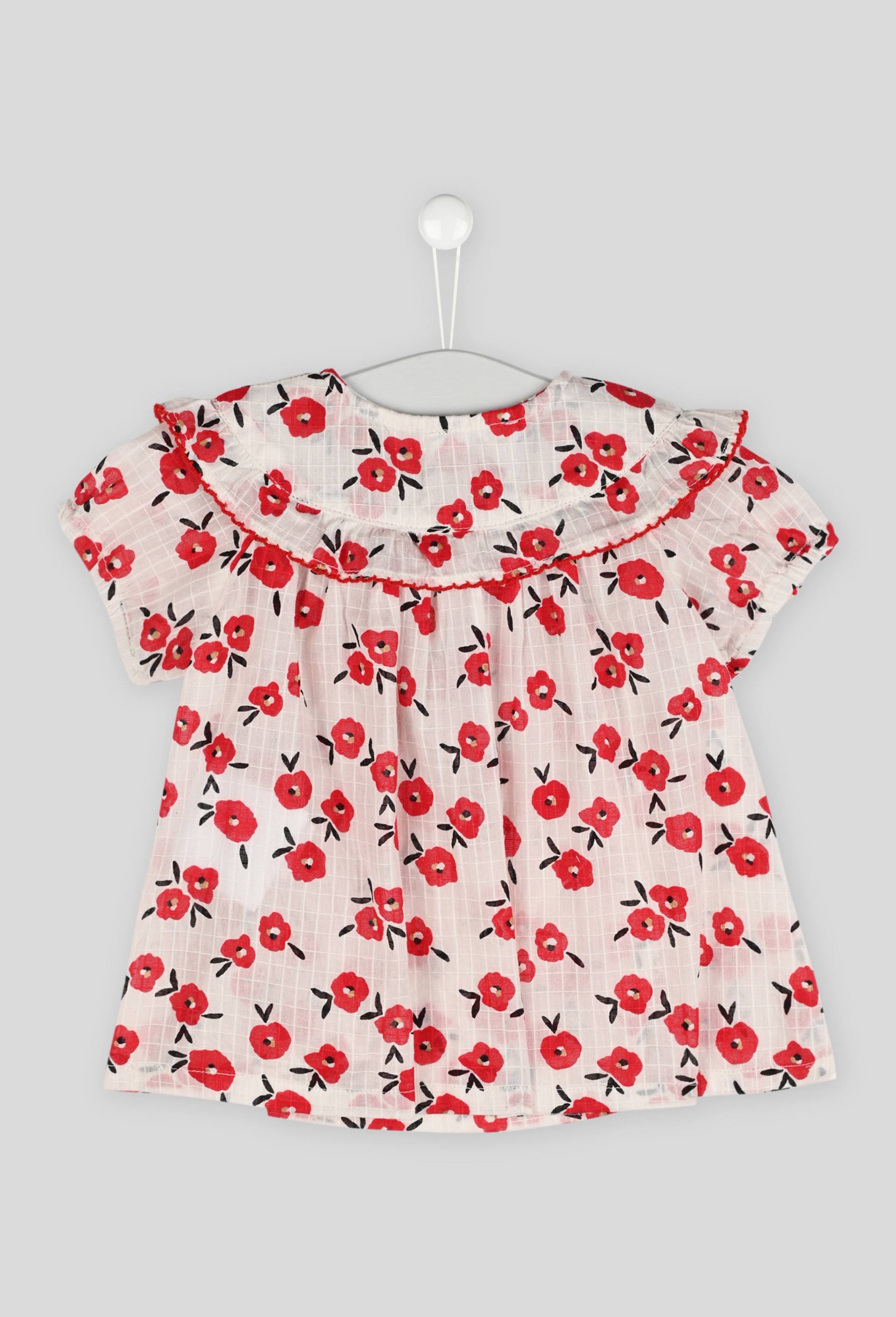 Blouse manches courtes imprimée, Ecru, large image number 1.0