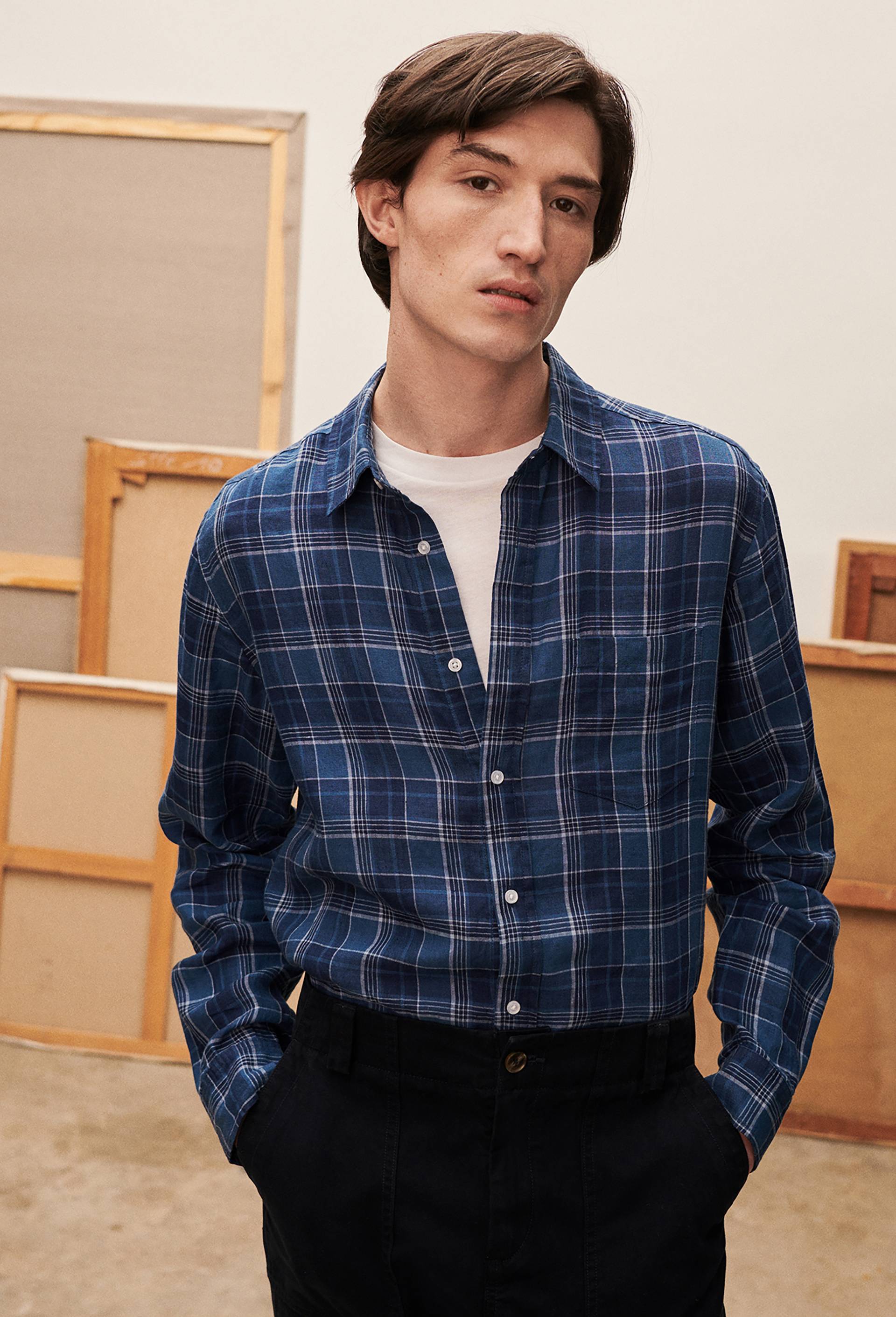 Chemise en lin, Bleu, large image number 0