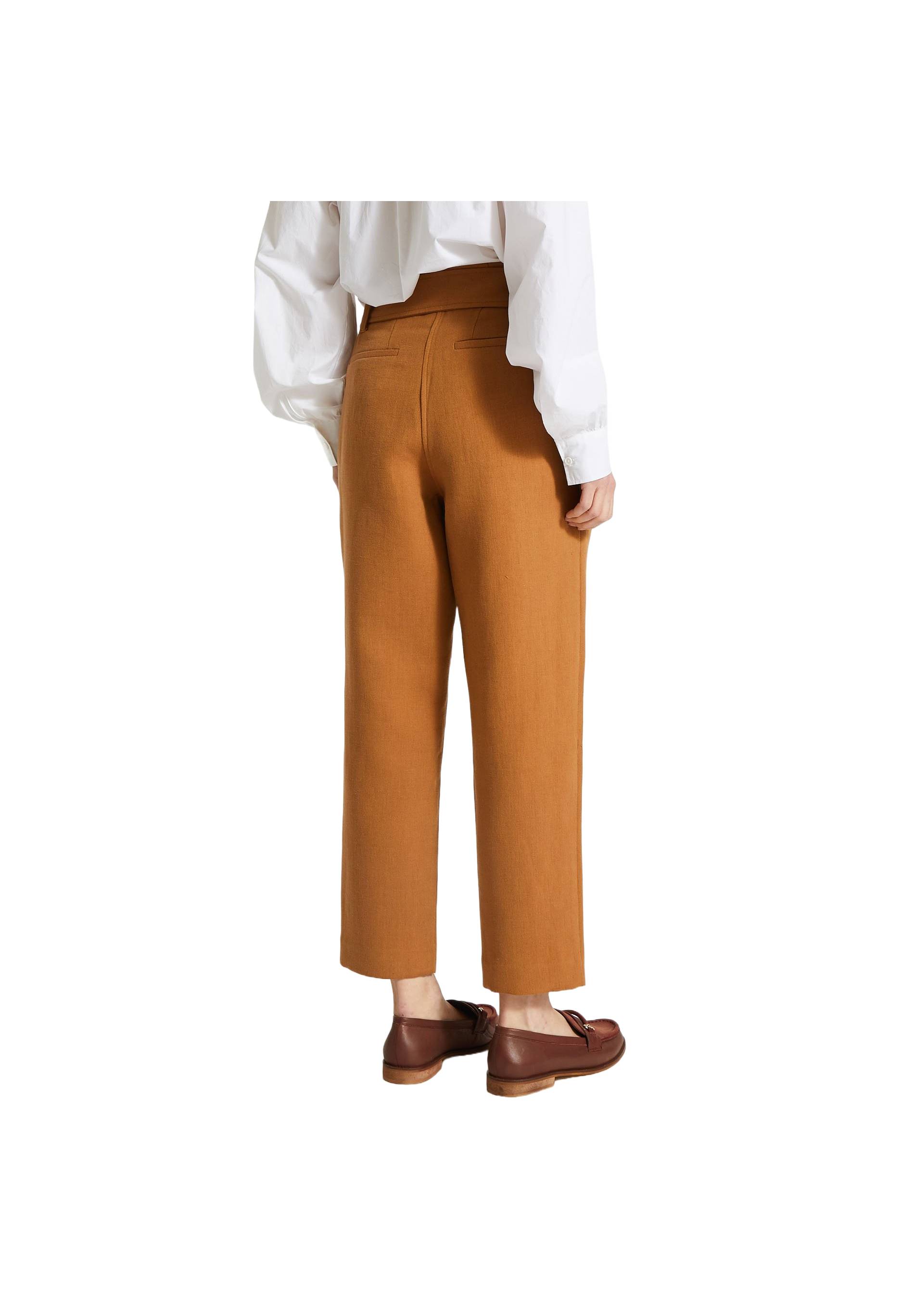 Pantalon taille haute ceinturé, Brun clair, large image number 4