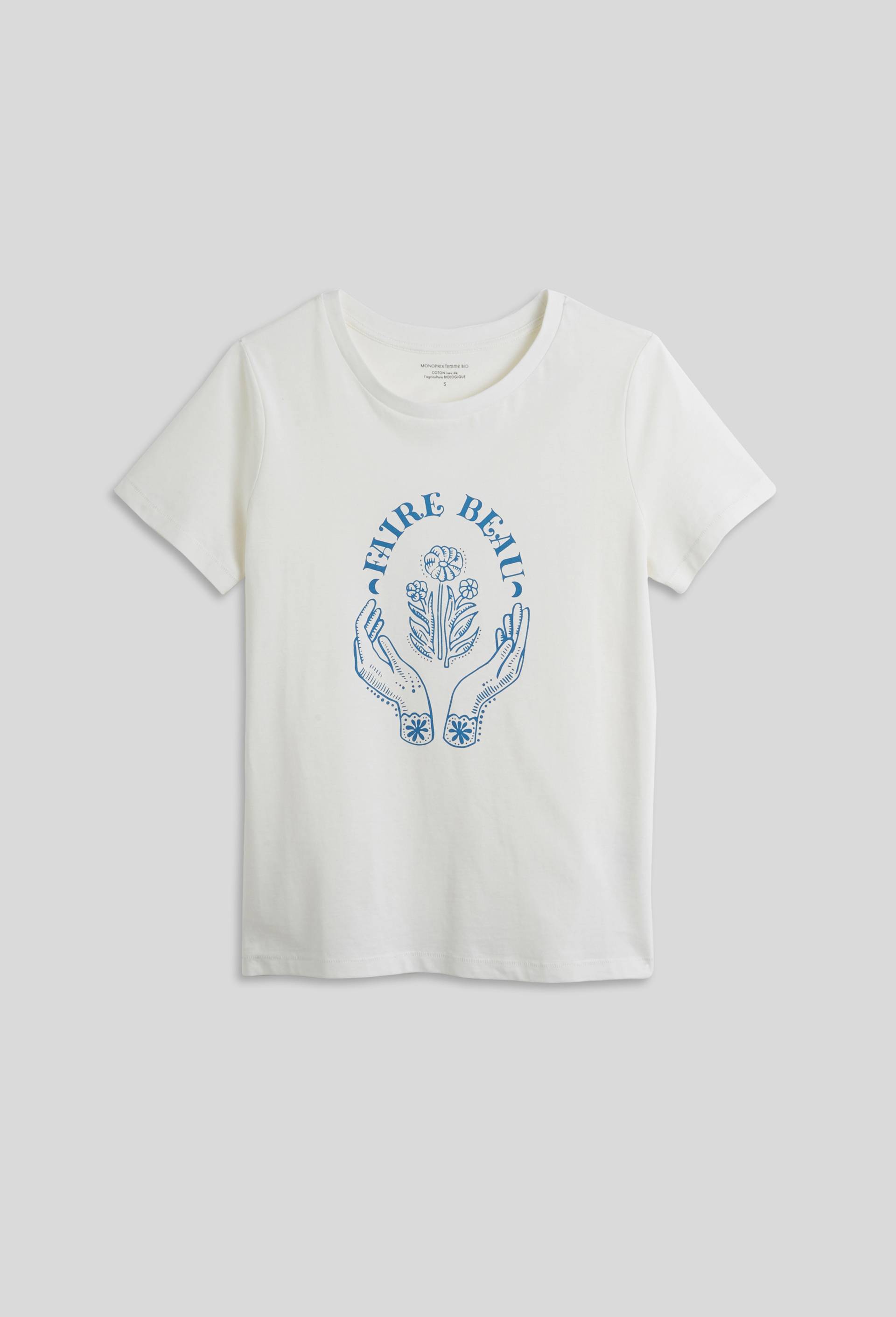 Tee shirt en coton BIO, Ecru, large image number 2
