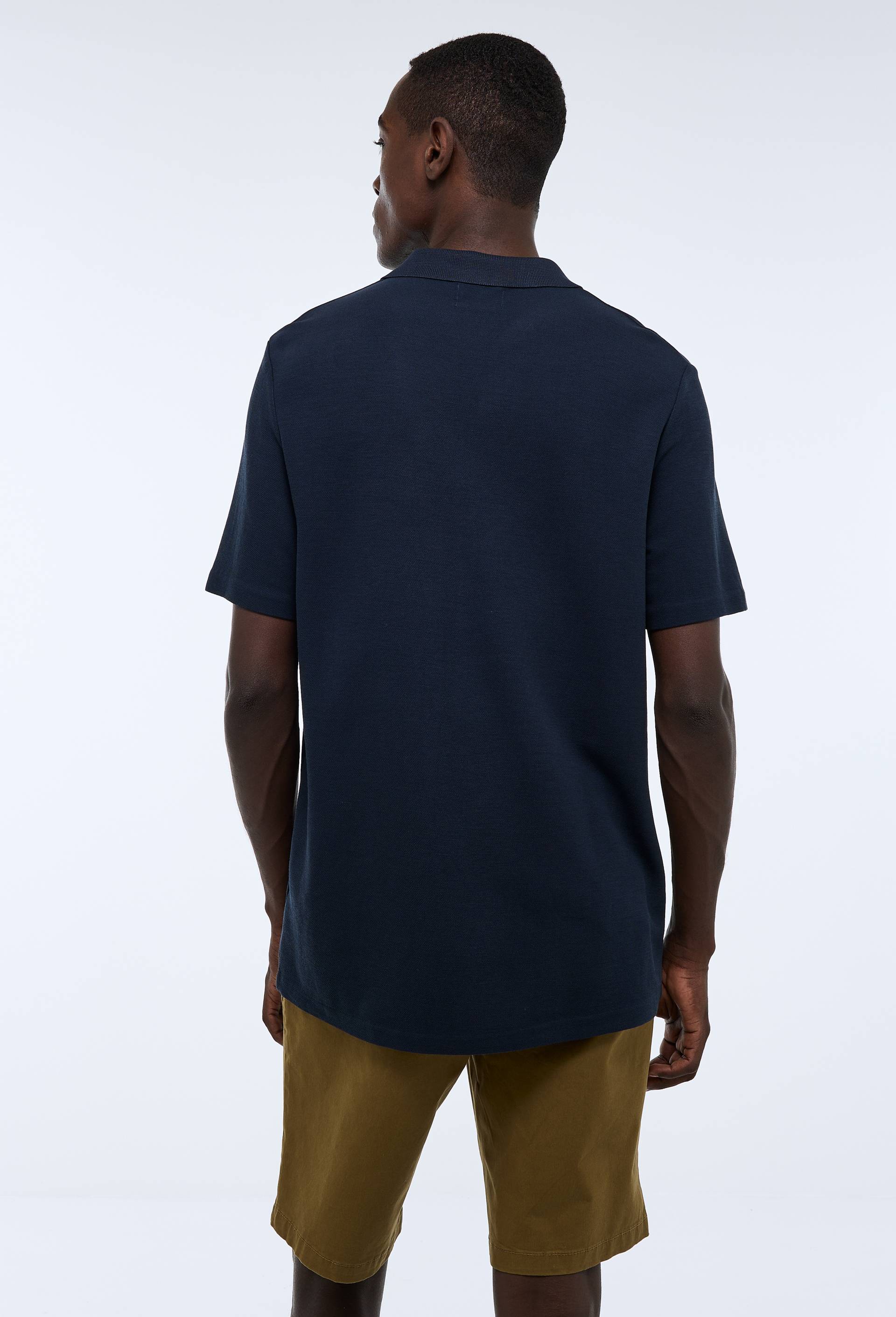 Polo manches courtes en viscose, Bleu fonc&eacute;, large image number 1