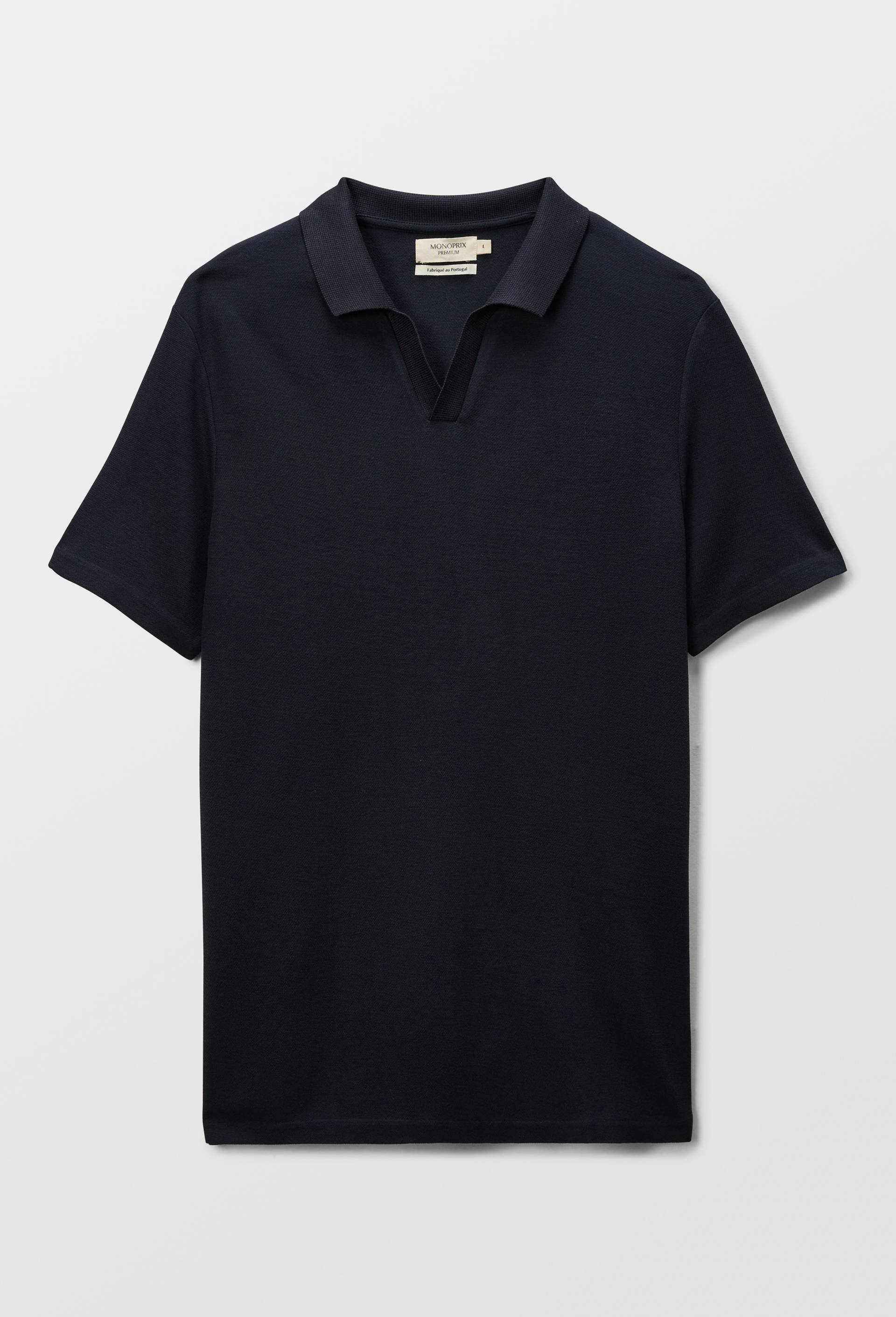 Polo manches courtes en viscose, Bleu fonc&eacute;, large image number 2