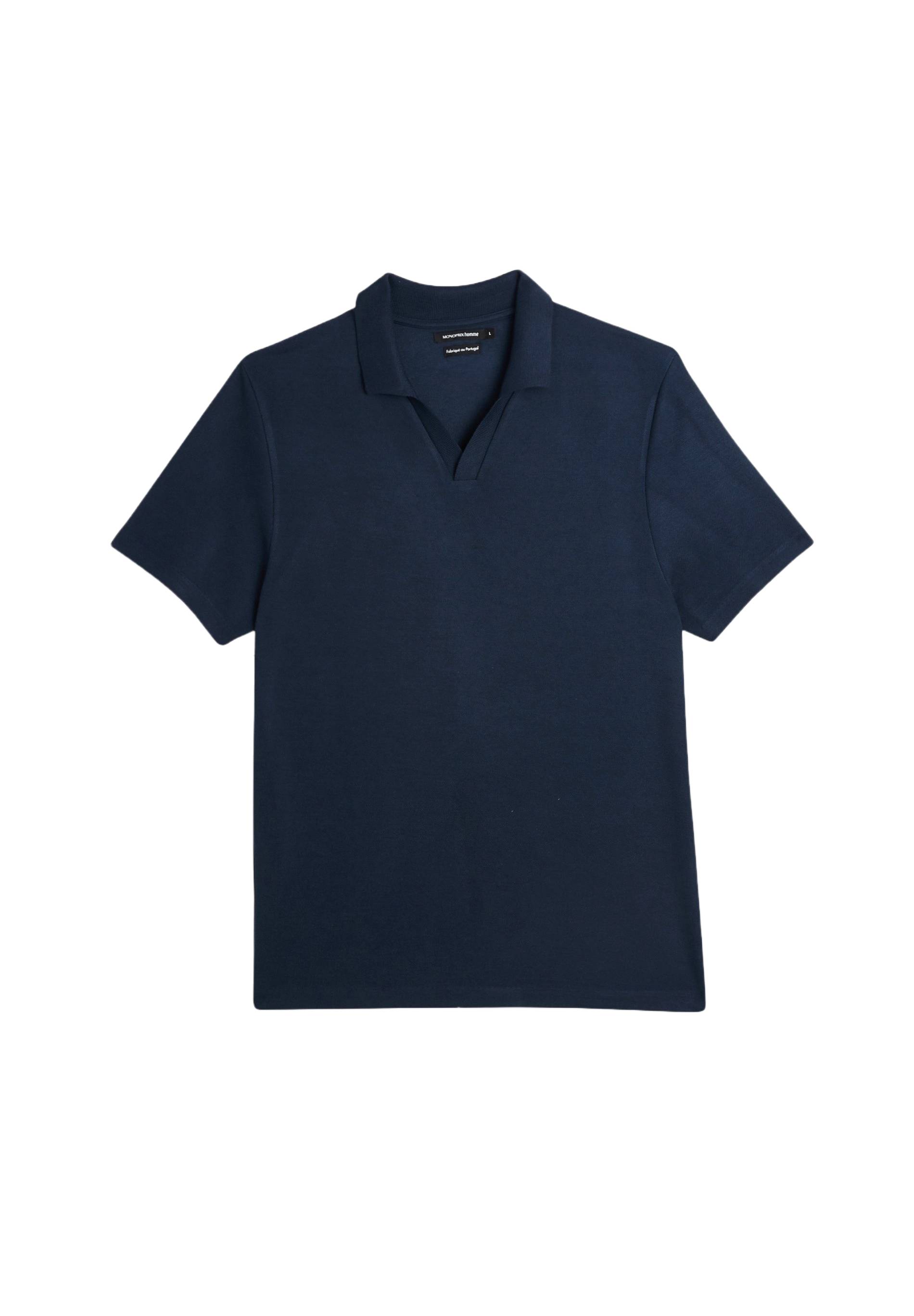 Polo manches courtes en viscose, Bleu fonc&eacute;, large image number 5.0
