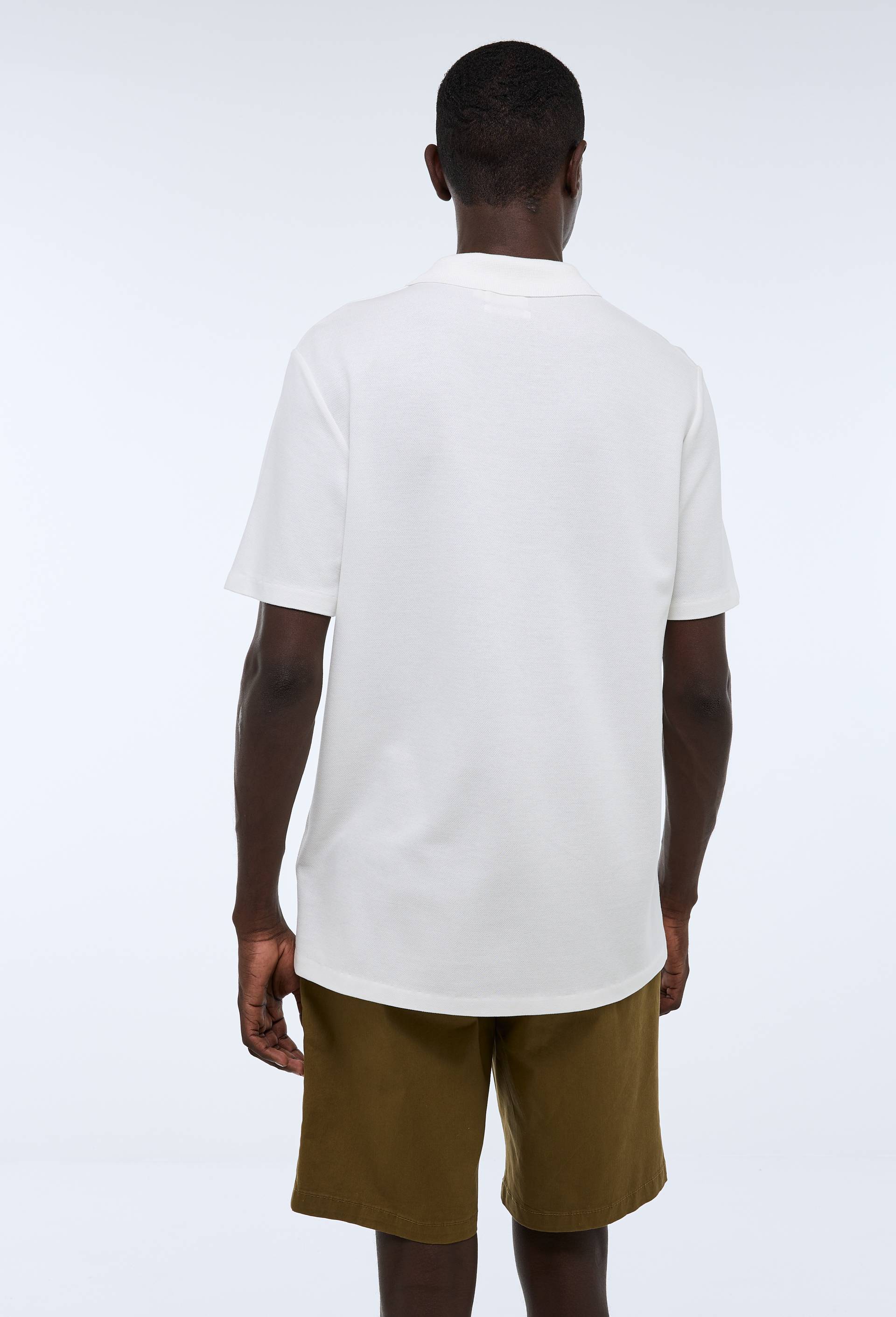 Polo manches courtes en viscose, Ecru, large image number 1.0