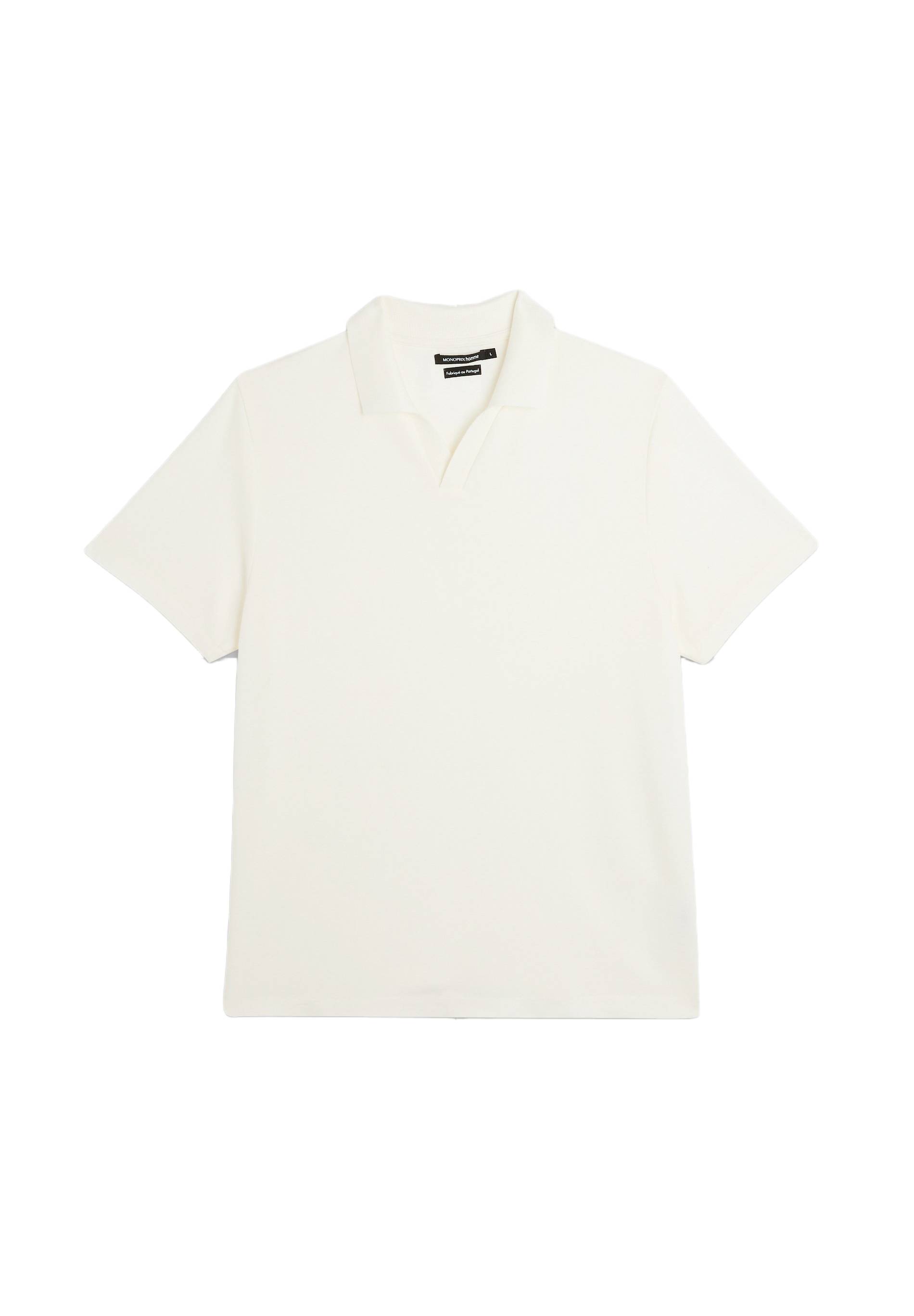 Polo manches courtes en viscose, Ecru, large image number 4.0