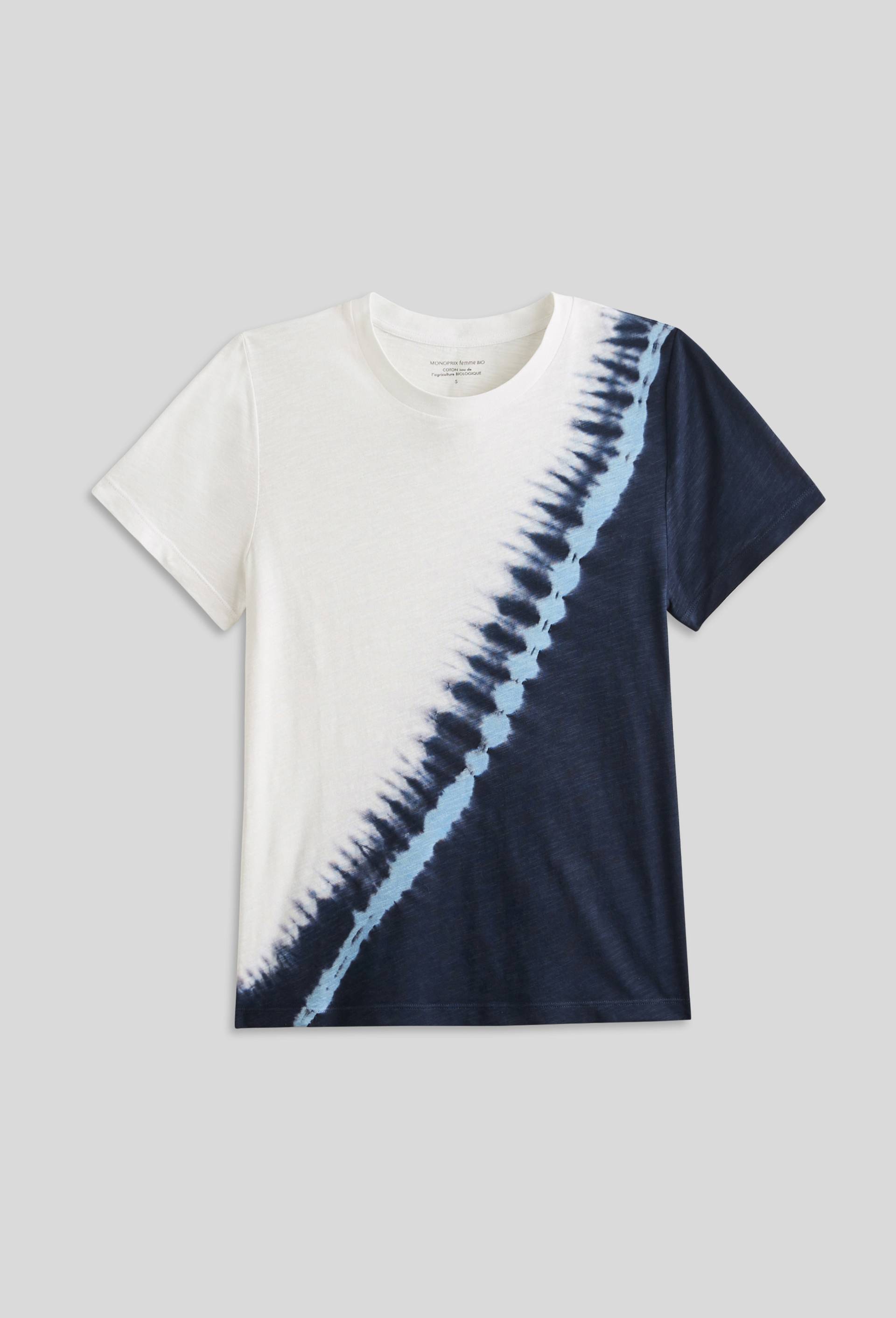 Tee shirt tie and dye en coton bio, Ecru, large image number 2