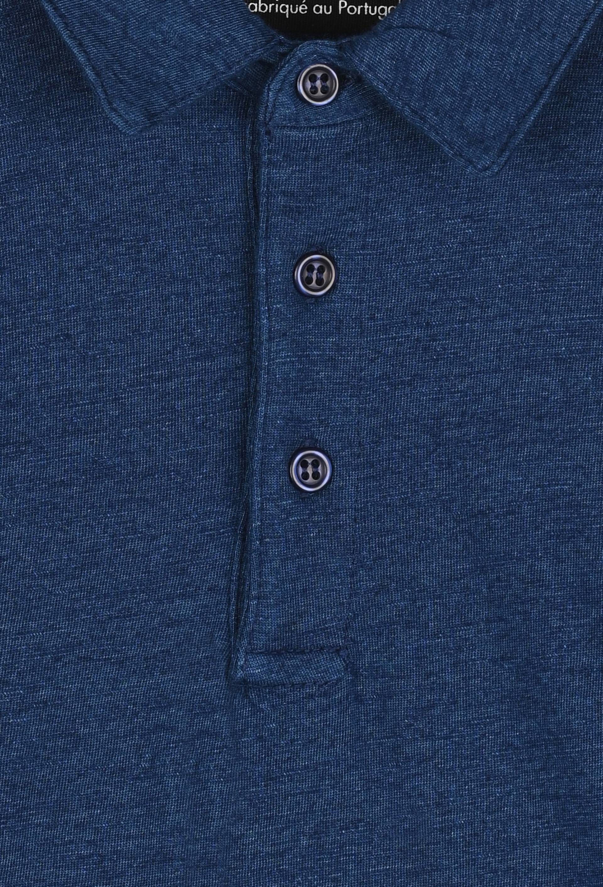 Polo manches courtes uni en coton BIO, Bleu foncé, large image number 2