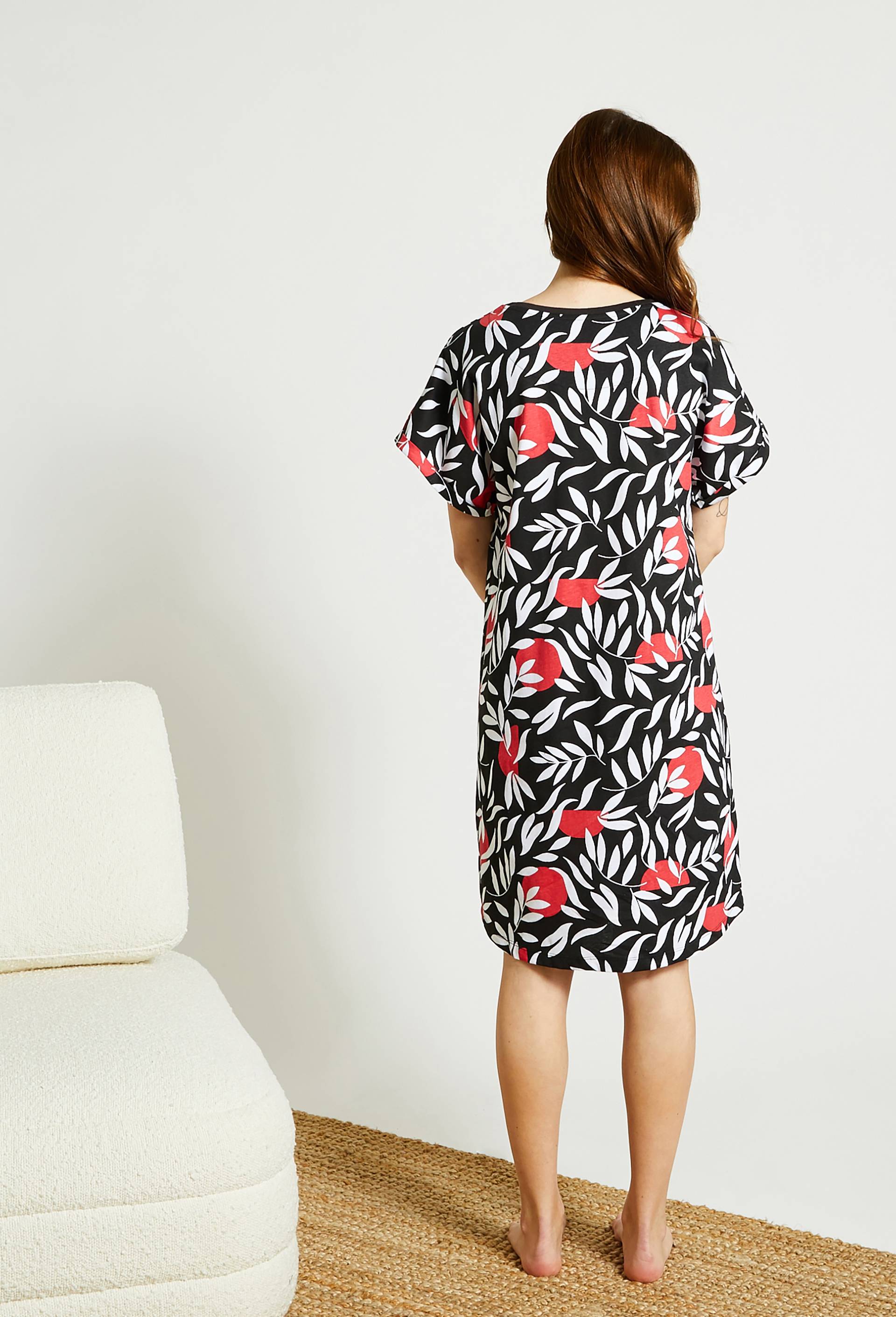 Chemise de nuit imprimée, Noir, large image number 1.0