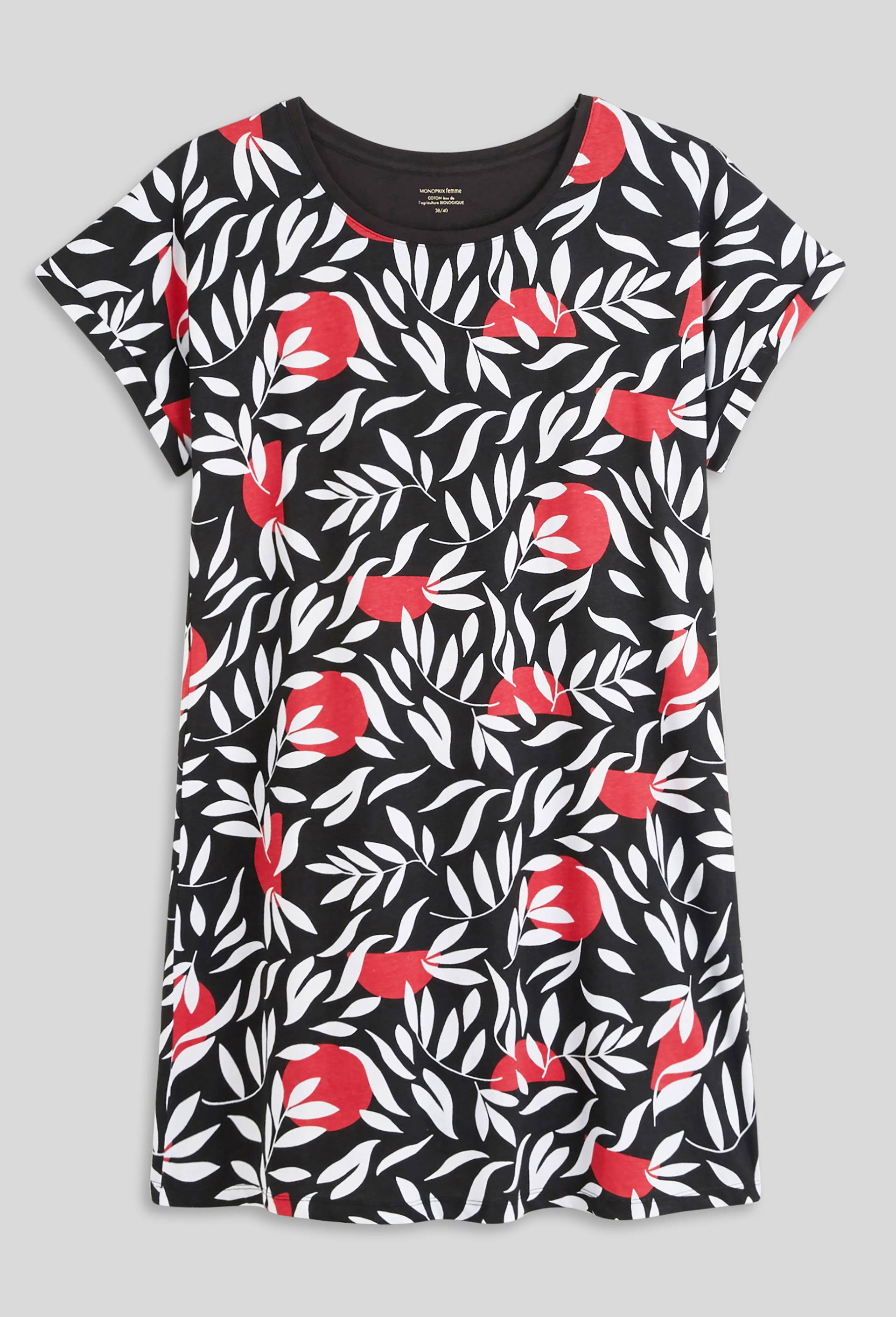 Chemise de nuit imprimée, Noir, large image number 2.0