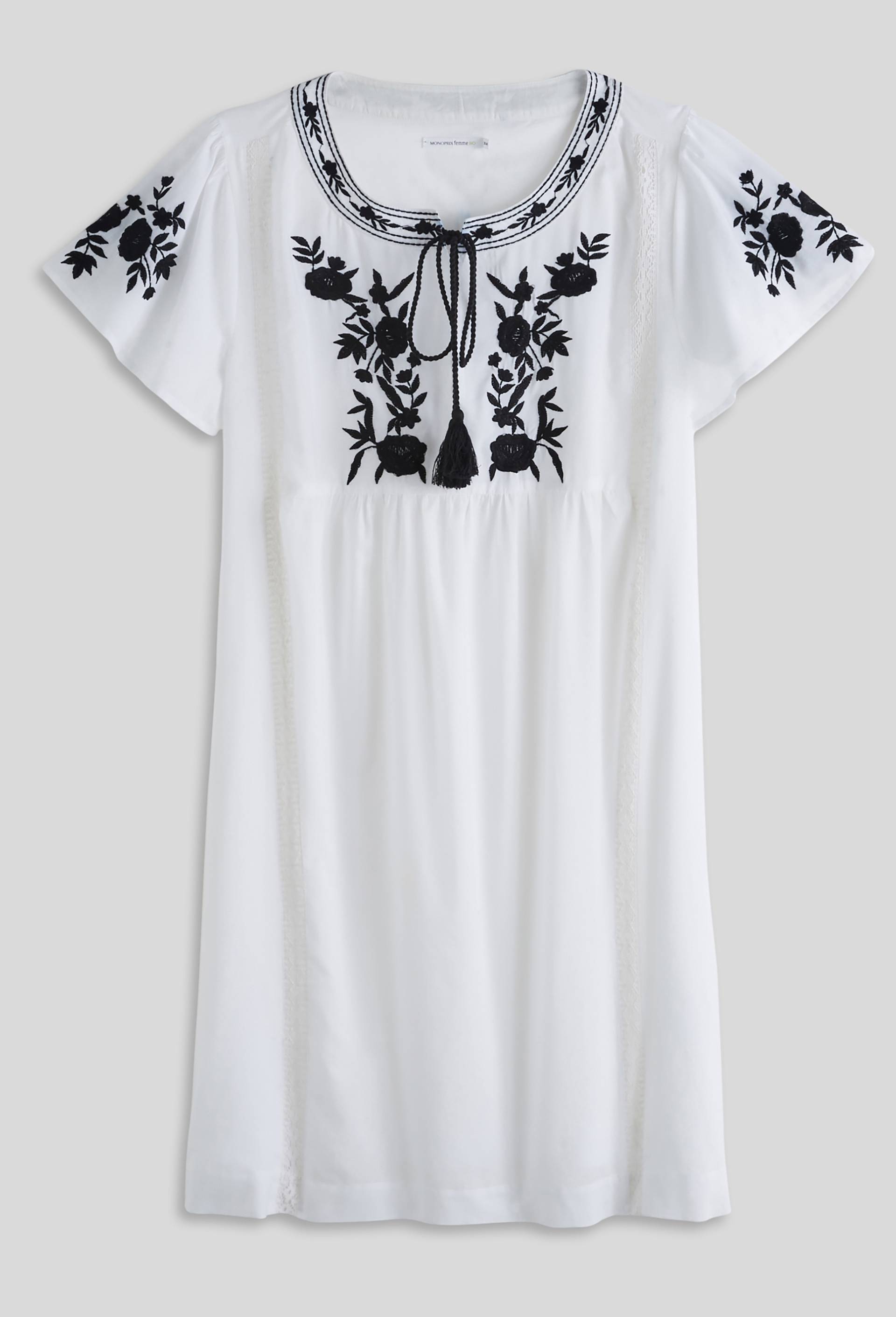 Chemise de nuit à broderies en coton, Bio, Blanc, large image number 2