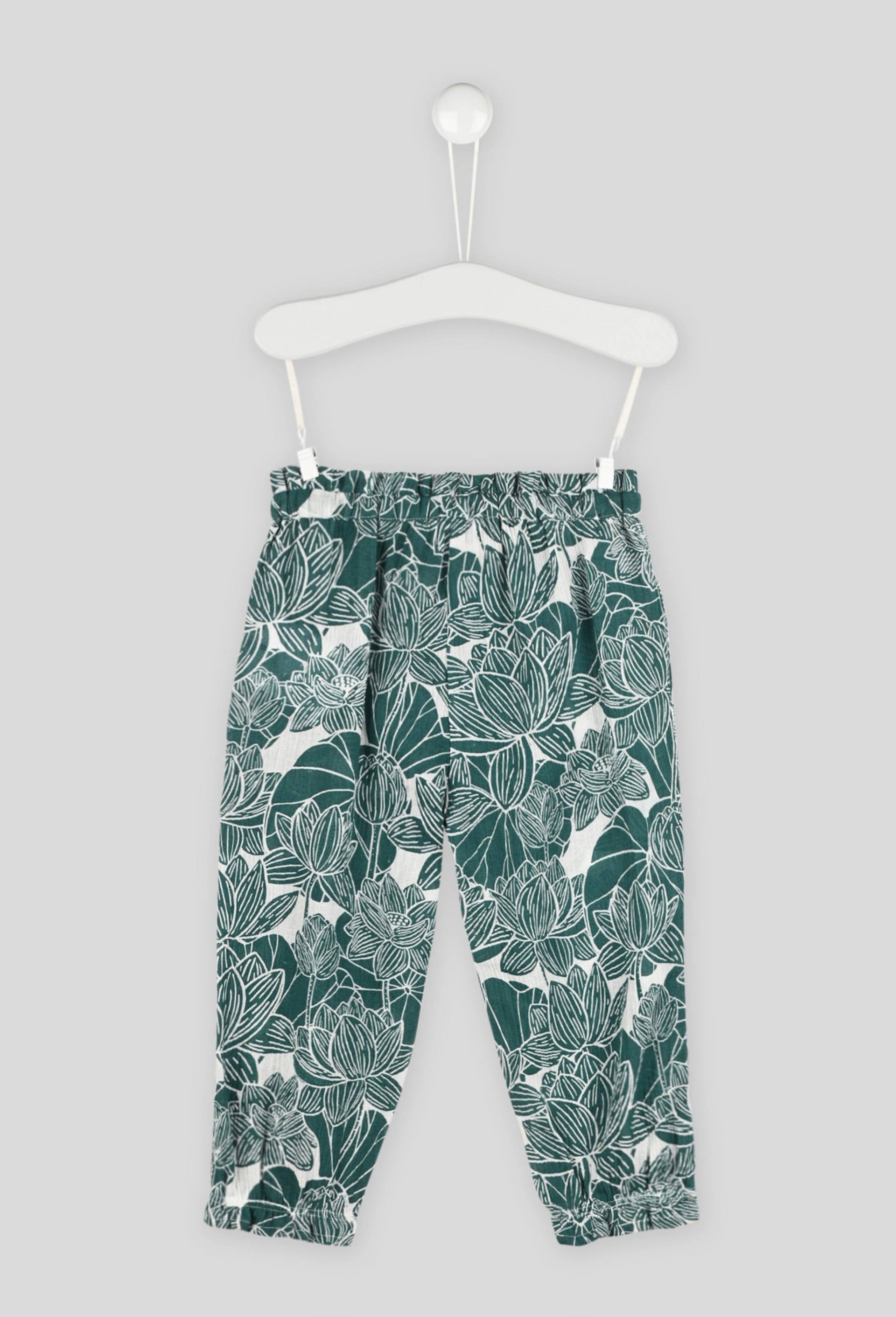 Pantalon crepe imprimé en coton bio, Ecru, large image number 1