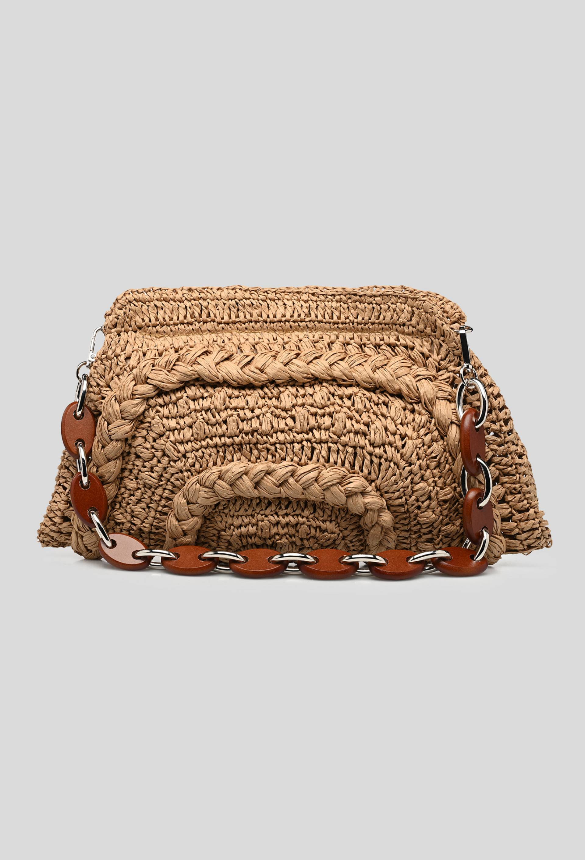 Sac en paille avec chaine, Beige clair, large image number 0